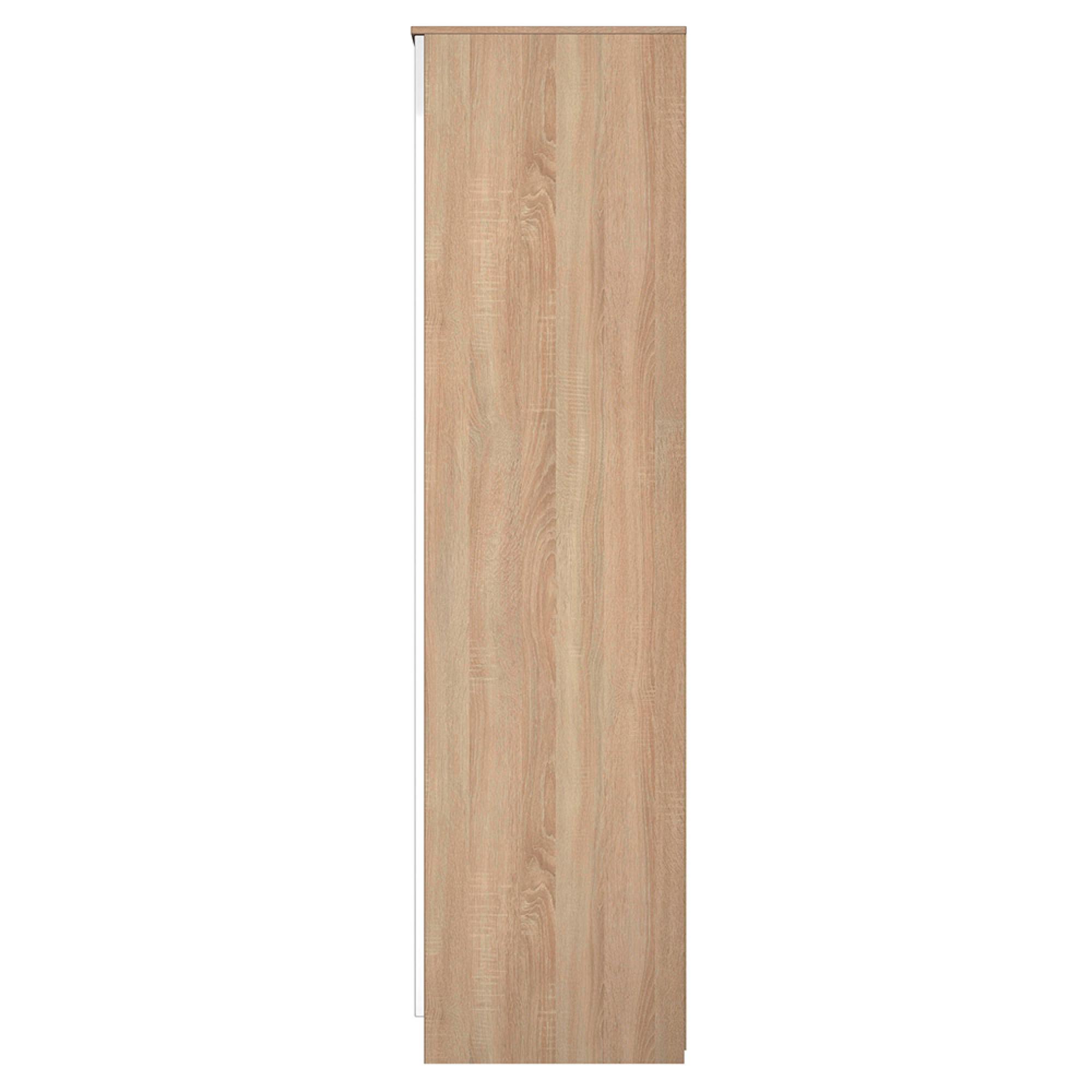 Milan Wardrobe - 3 Door - 1 Mirror - Tall - Triple - White Gloss and Oak