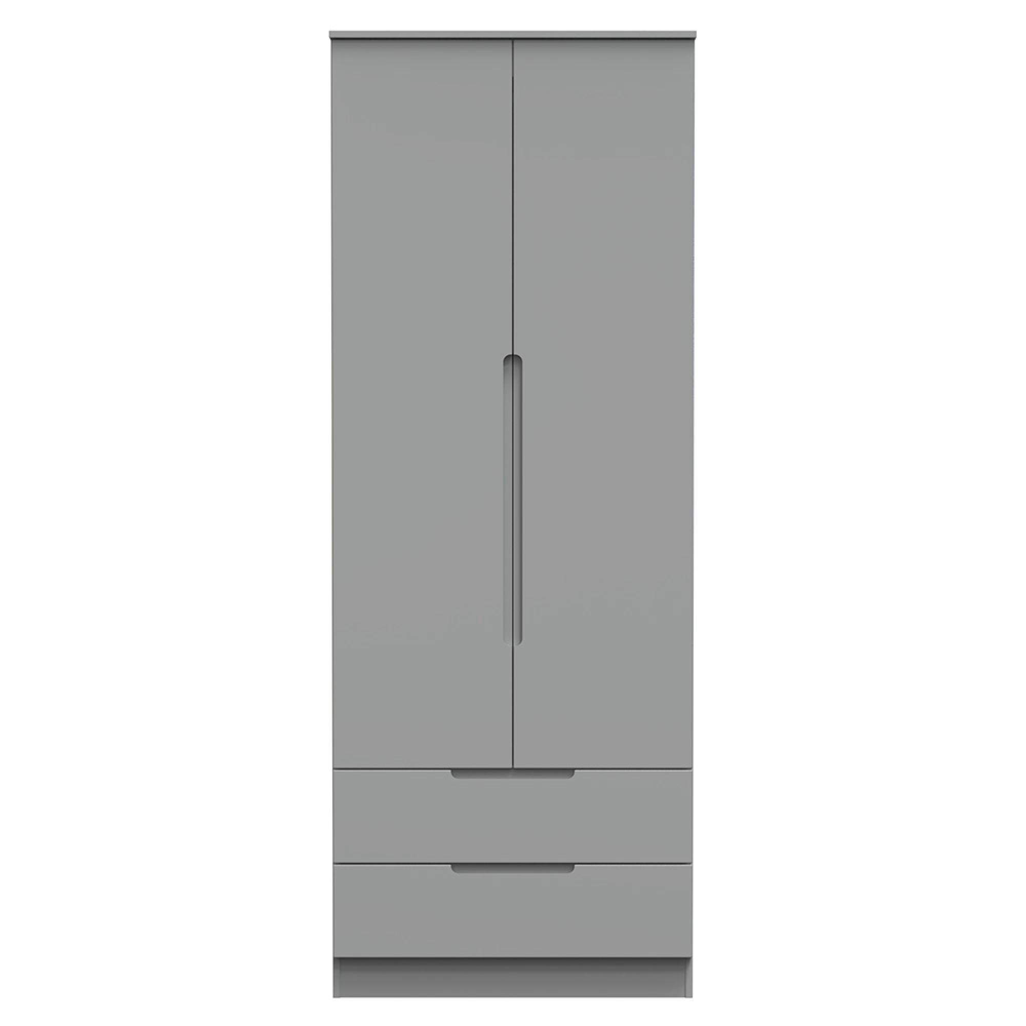 Milan Wardrobe - 2 Door - 2 Drawer - Double - Grey
