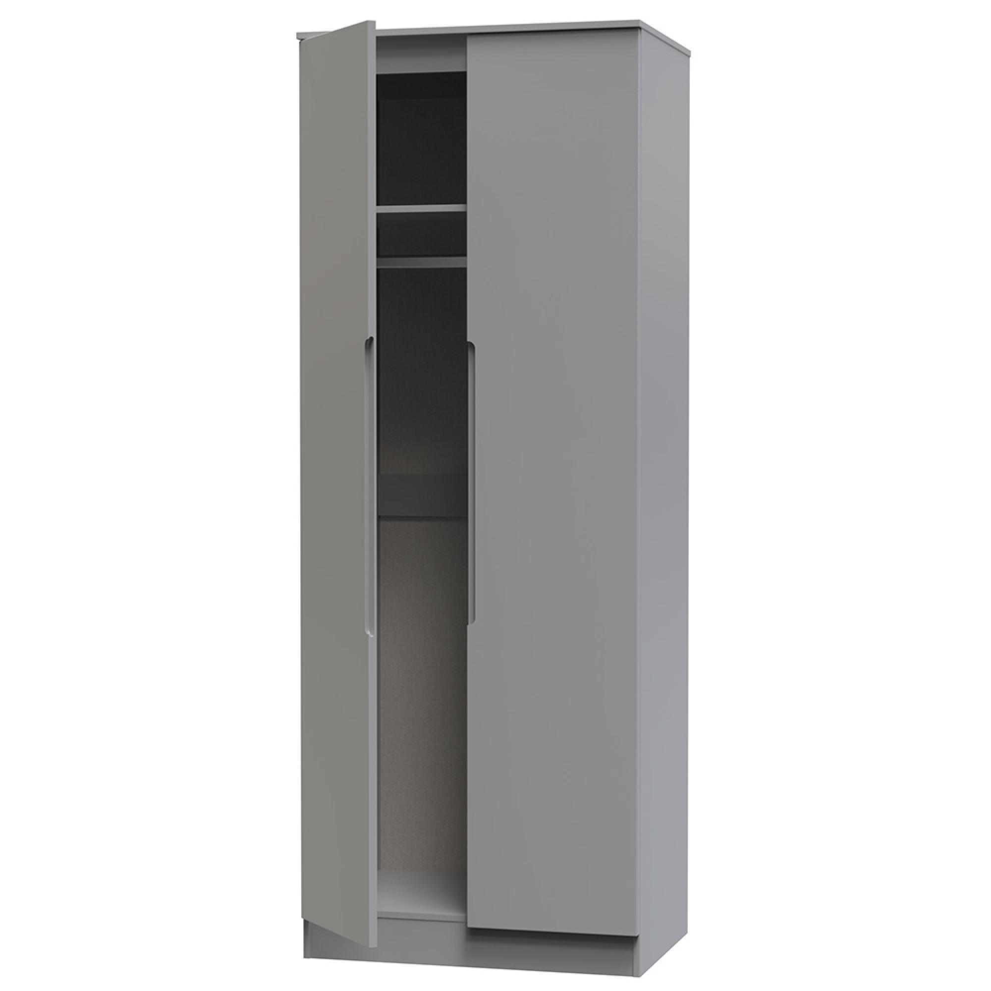 Milan Wardrobe - 2 Door - Plain - Tall - Grey