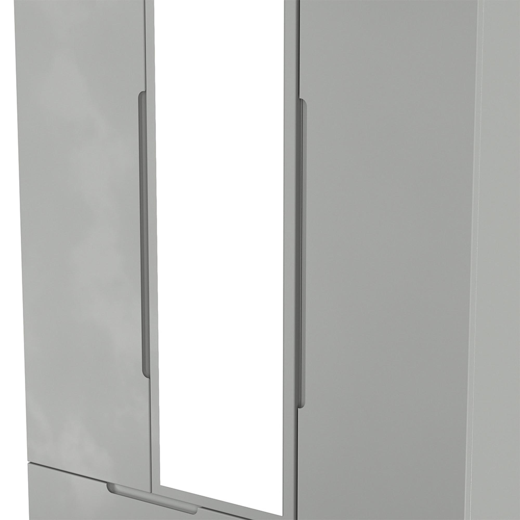 Milan Wardrobe - 3 Door - 1 Mirror - LHF 2 Drawer - Tall - Combi - Grey