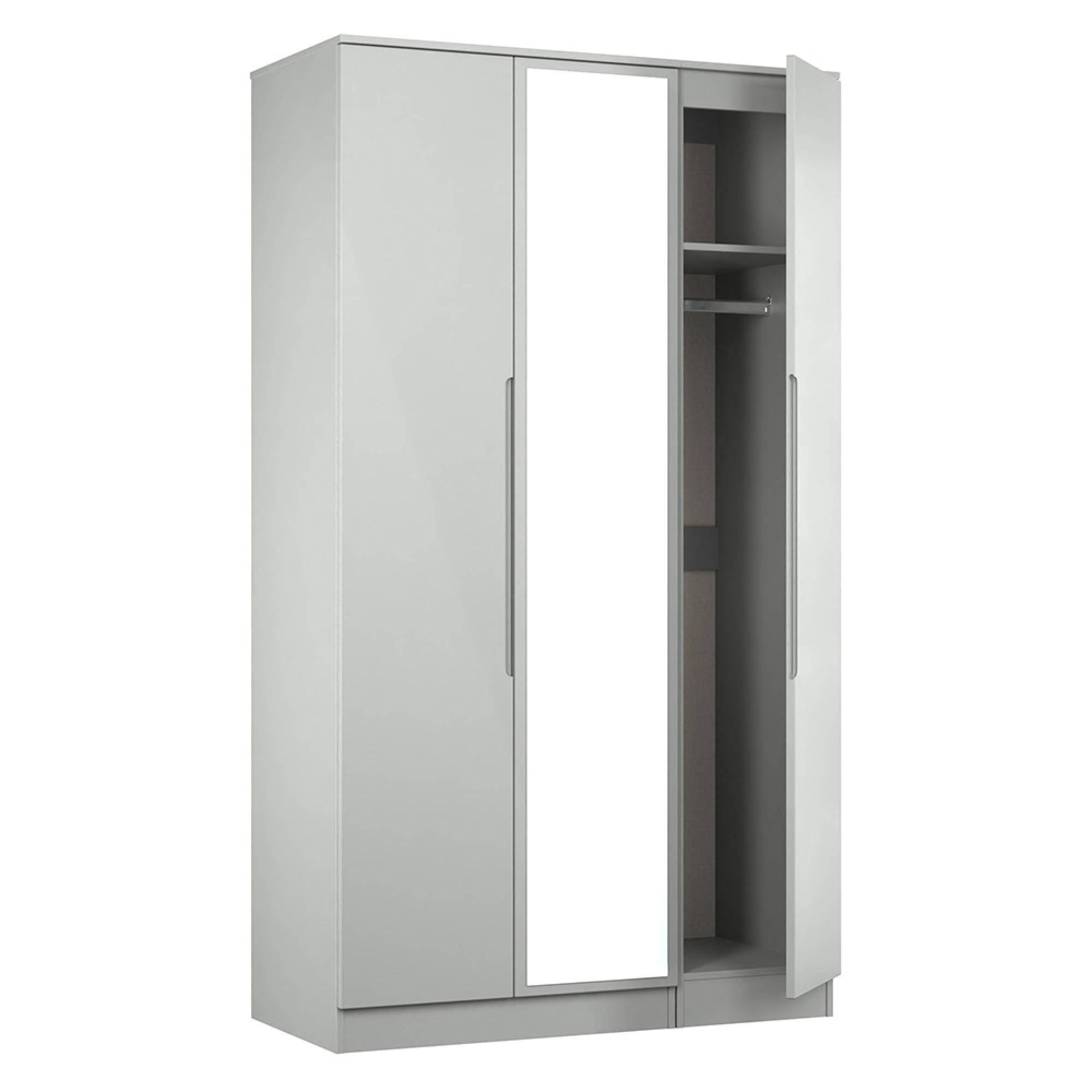 Milan Wardrobe - 3 Door - 1 Mirror - Tall - Triple - Grey
