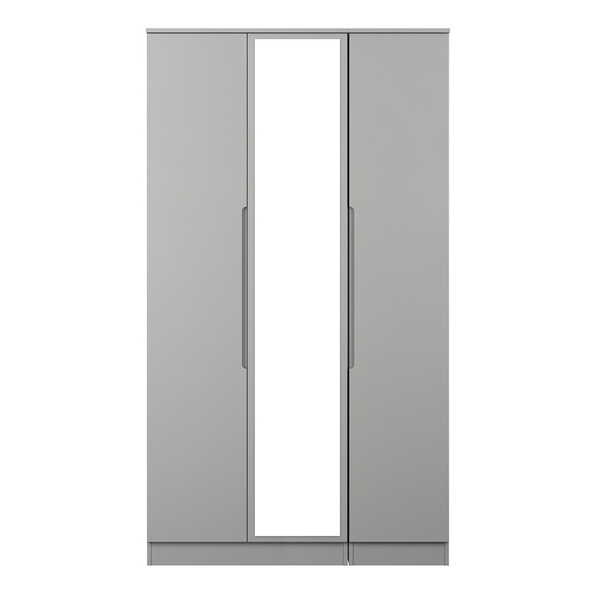 Milan Wardrobe - 3 Door - 1 Mirror - Tall - Triple - Grey