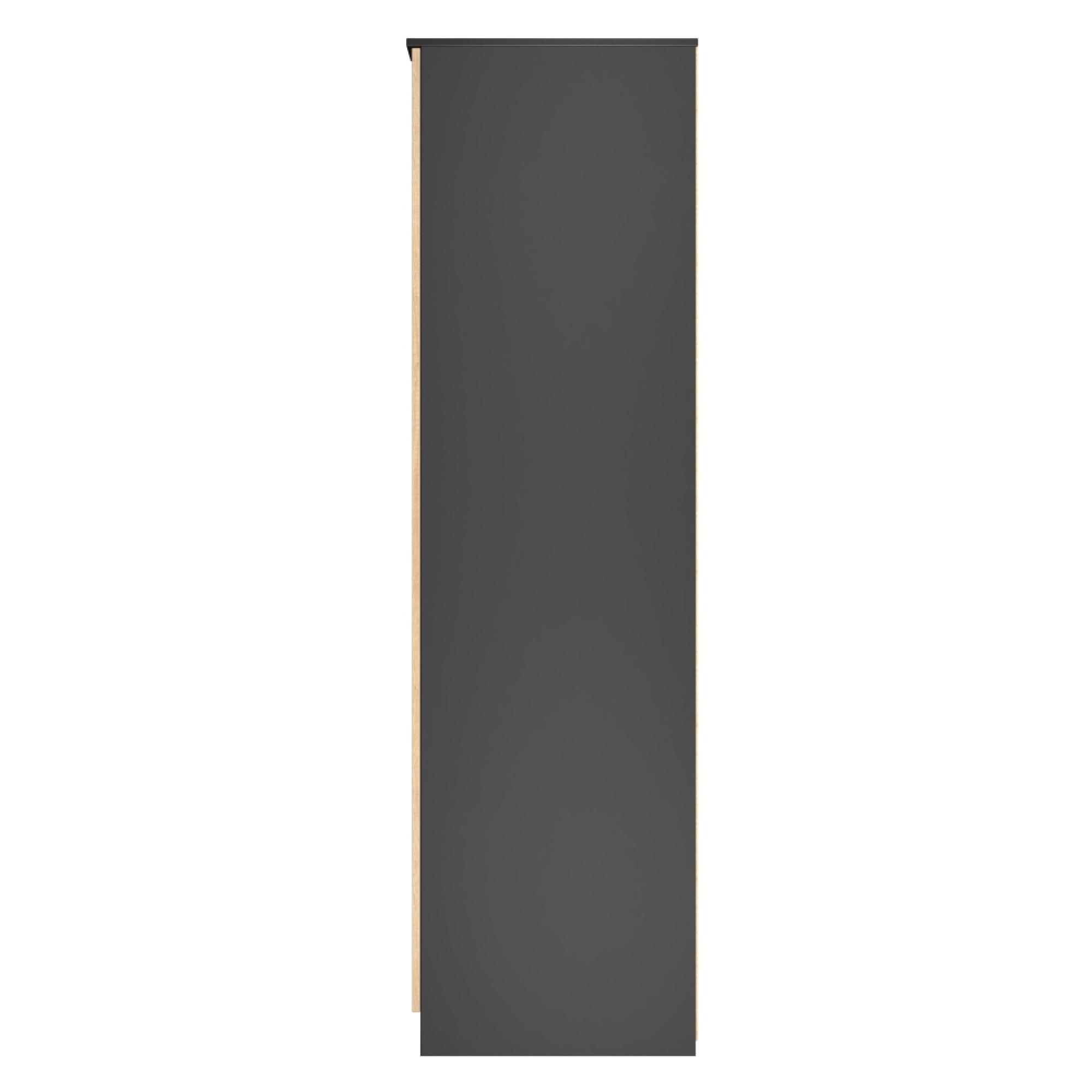 Java Fluted Wardrobe - 2 Door - 1 Mirror - Natural and Black