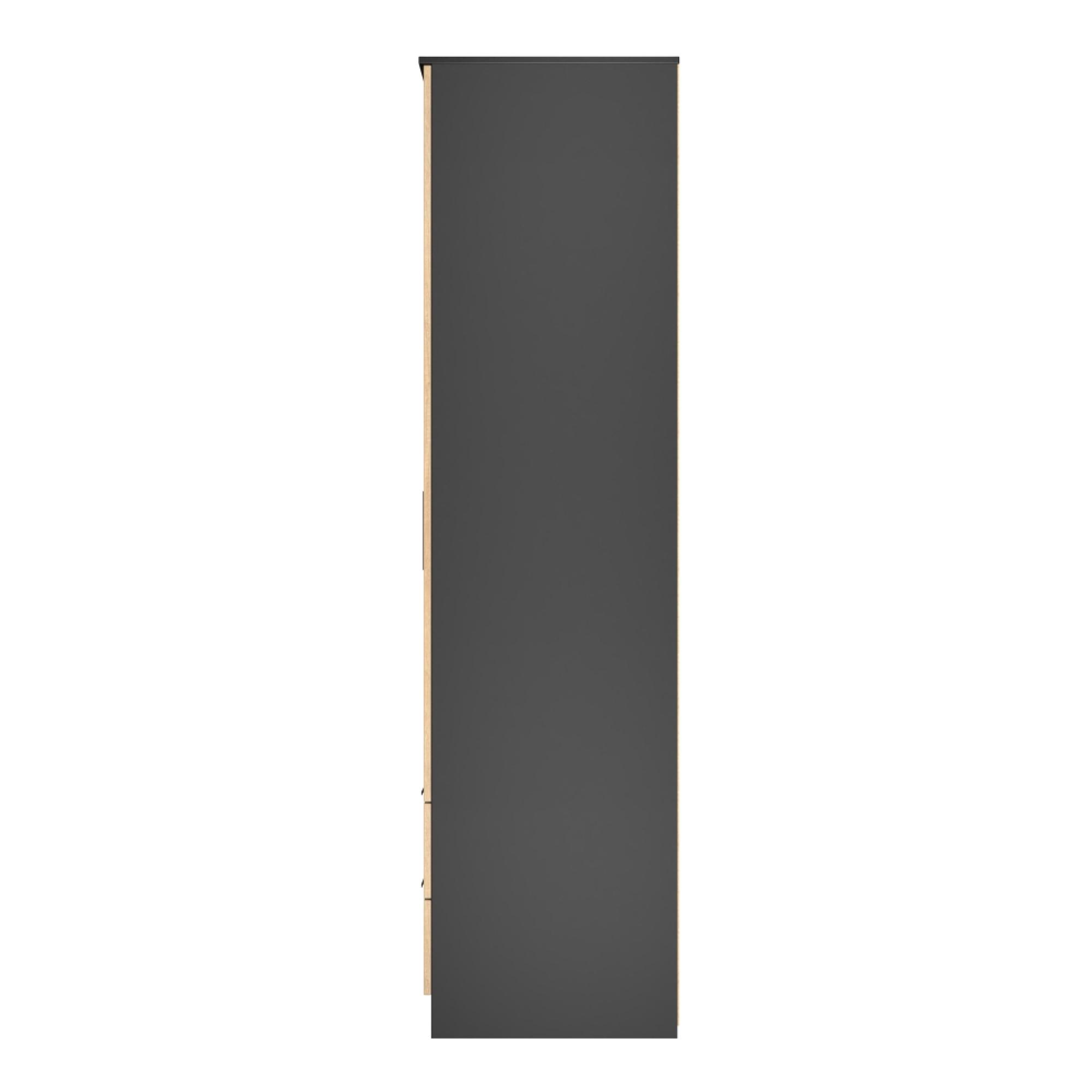 Java Fluted Wardrobe - 2 Door - 2 Drawer - Tall Robe - Natural and Black