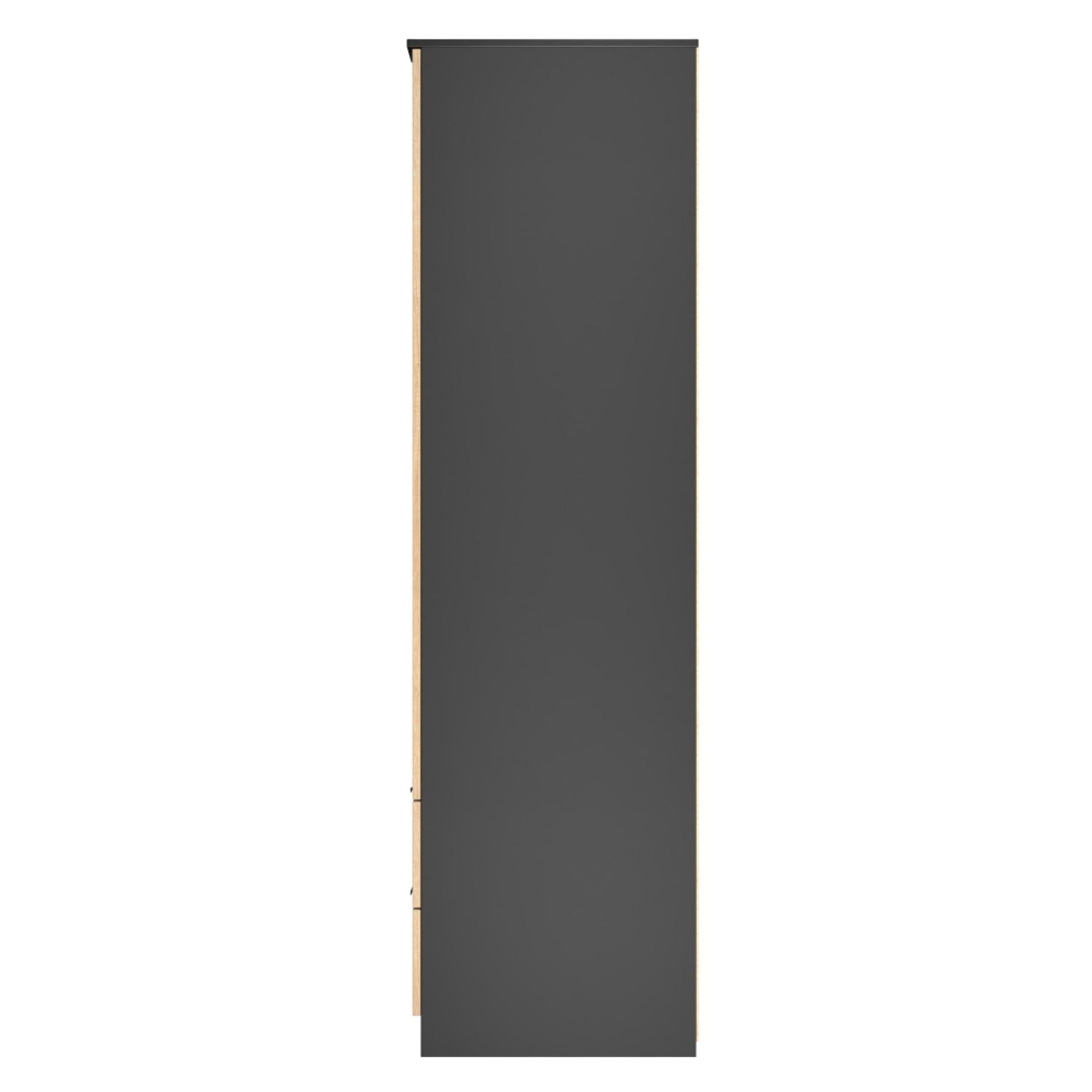 Java Fluted Wardrobe - 2 Door - Combi - 1 Mirror - Natural and Black