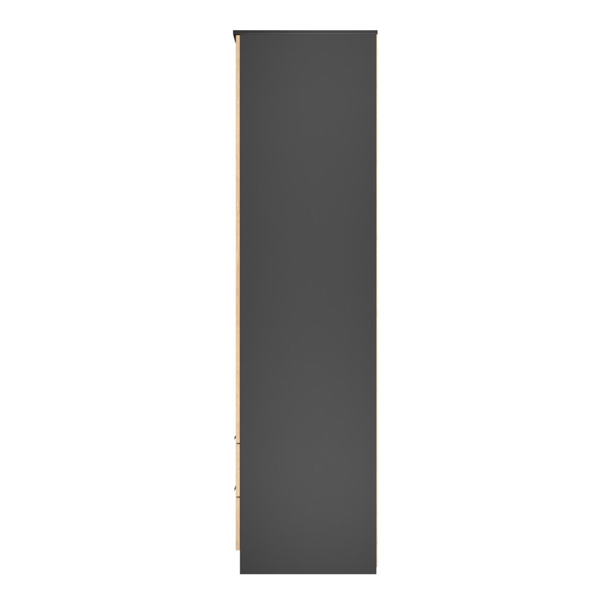 Java Fluted Wardrobe - 2 Door - Tall Combi - 1 Mirror - Natural and Black
