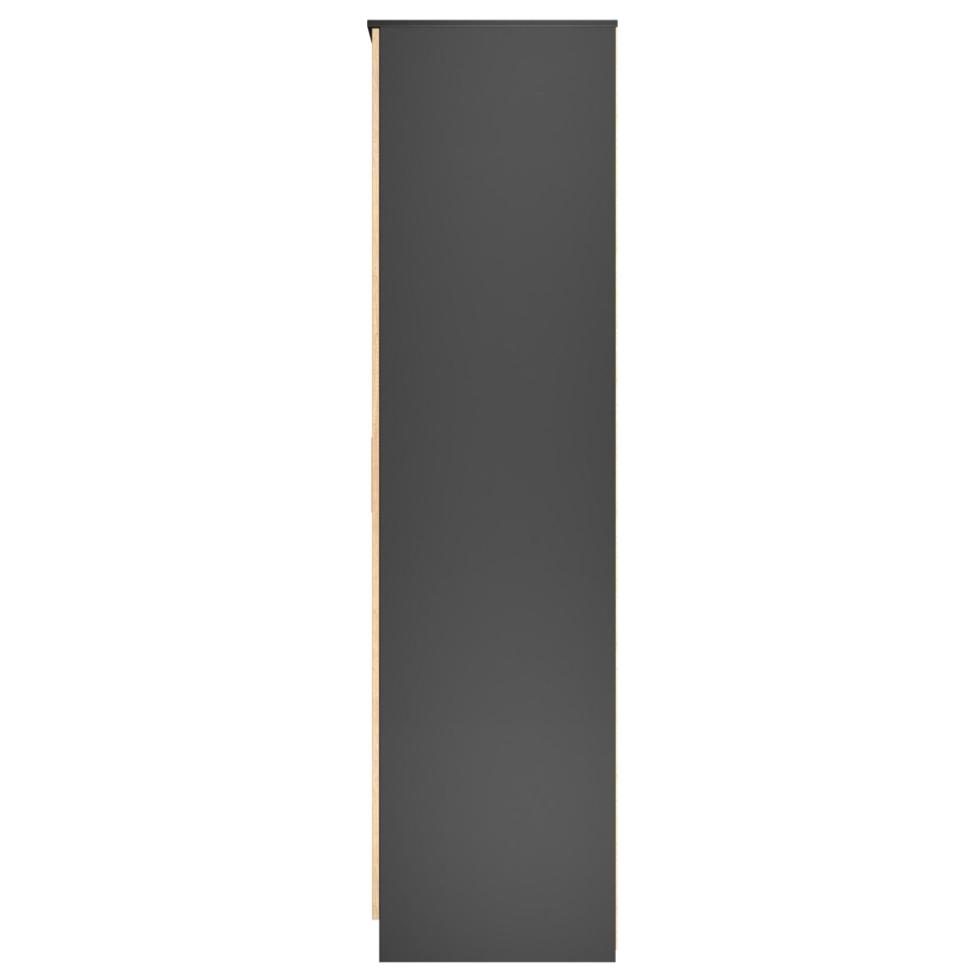 Java Fluted Wardrobe - 3 Door - Tall Triple Combi - 1 Mirror - Natural and Black