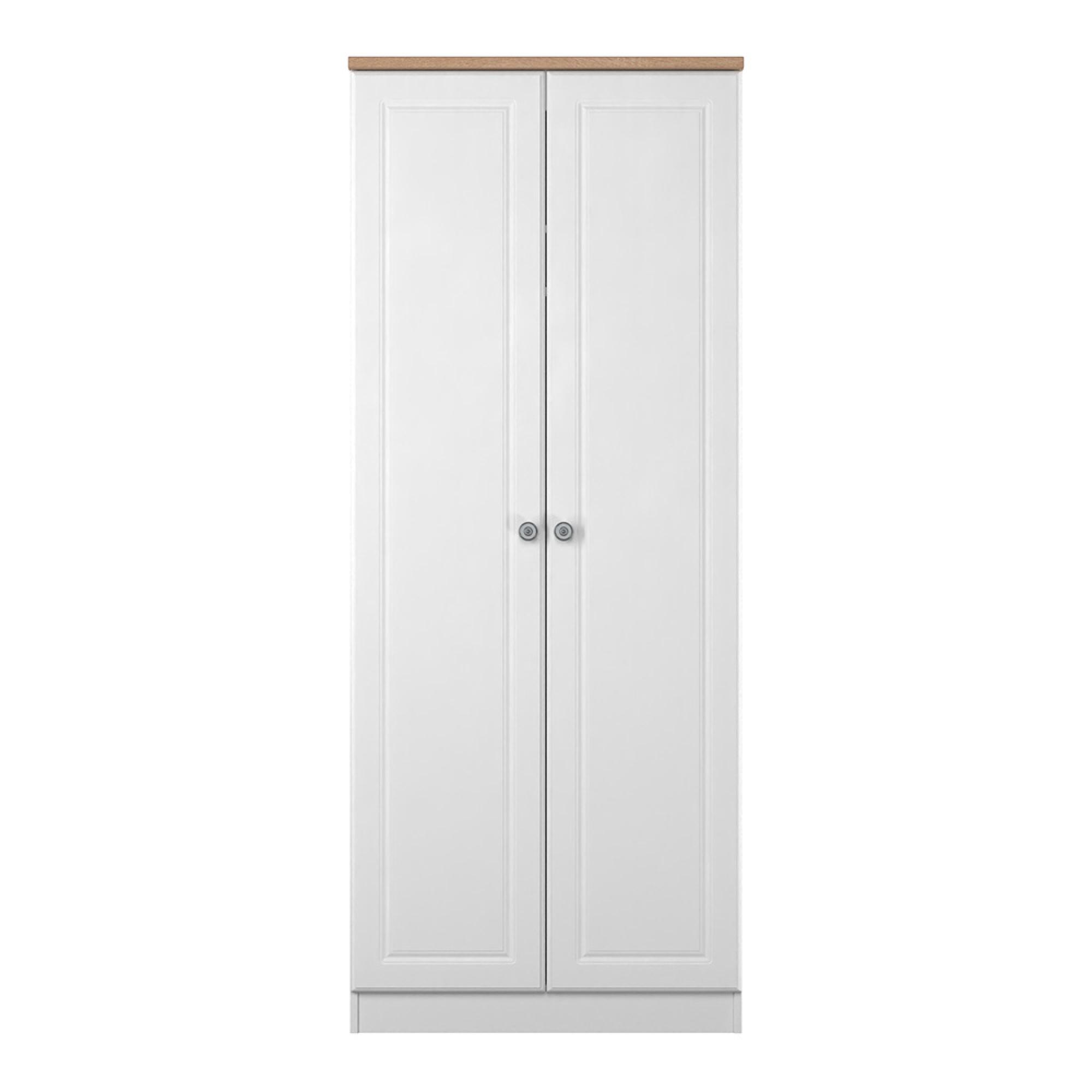 Norfolk Wardrobe - 2 Door - Plain - White and Oak