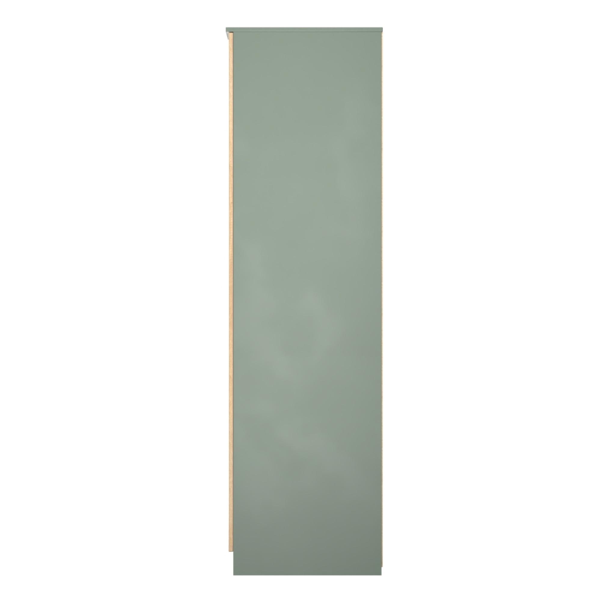 Java Fluted Wardrobe - 2 Door - 1 Mirror - Natural and Reed Green