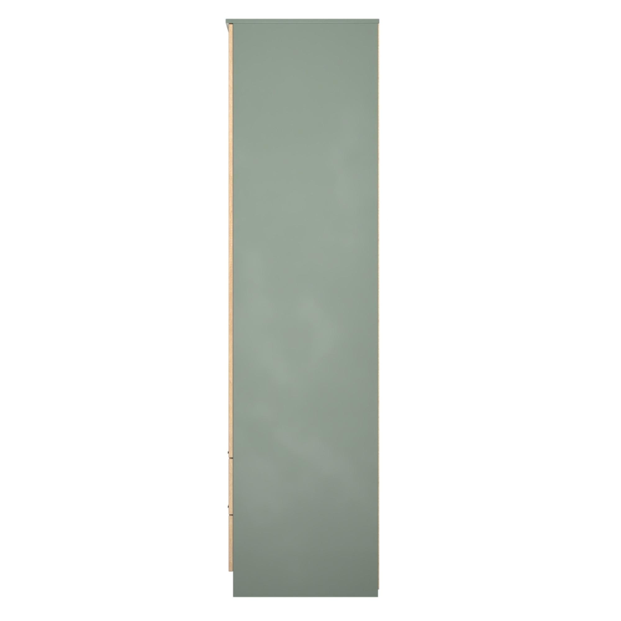 Java Fluted Wardrobe - 2 Door - 2 Drawer - Tall Robe - Natural and Reed Green