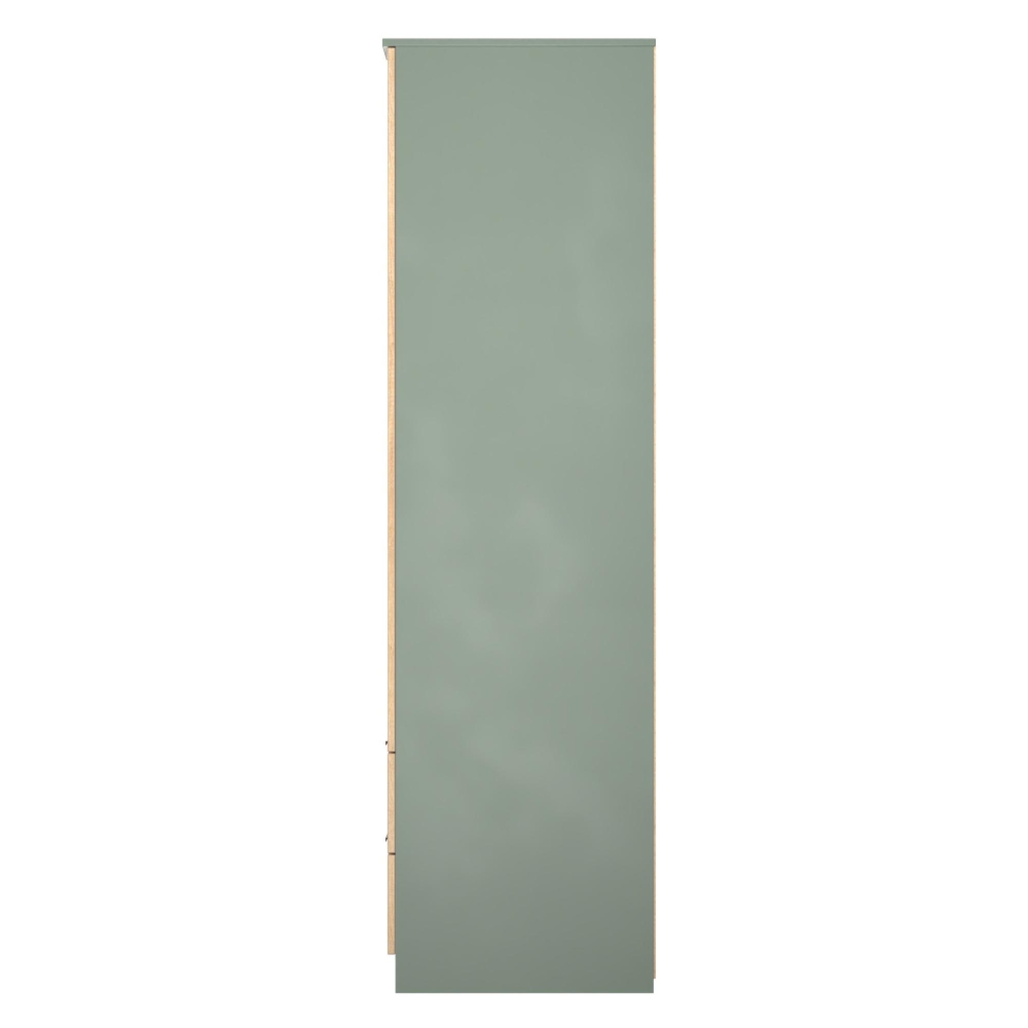 Java Fluted Wardrobe - 2 Door - Combi - 1 Mirror - Natural and Reed Green