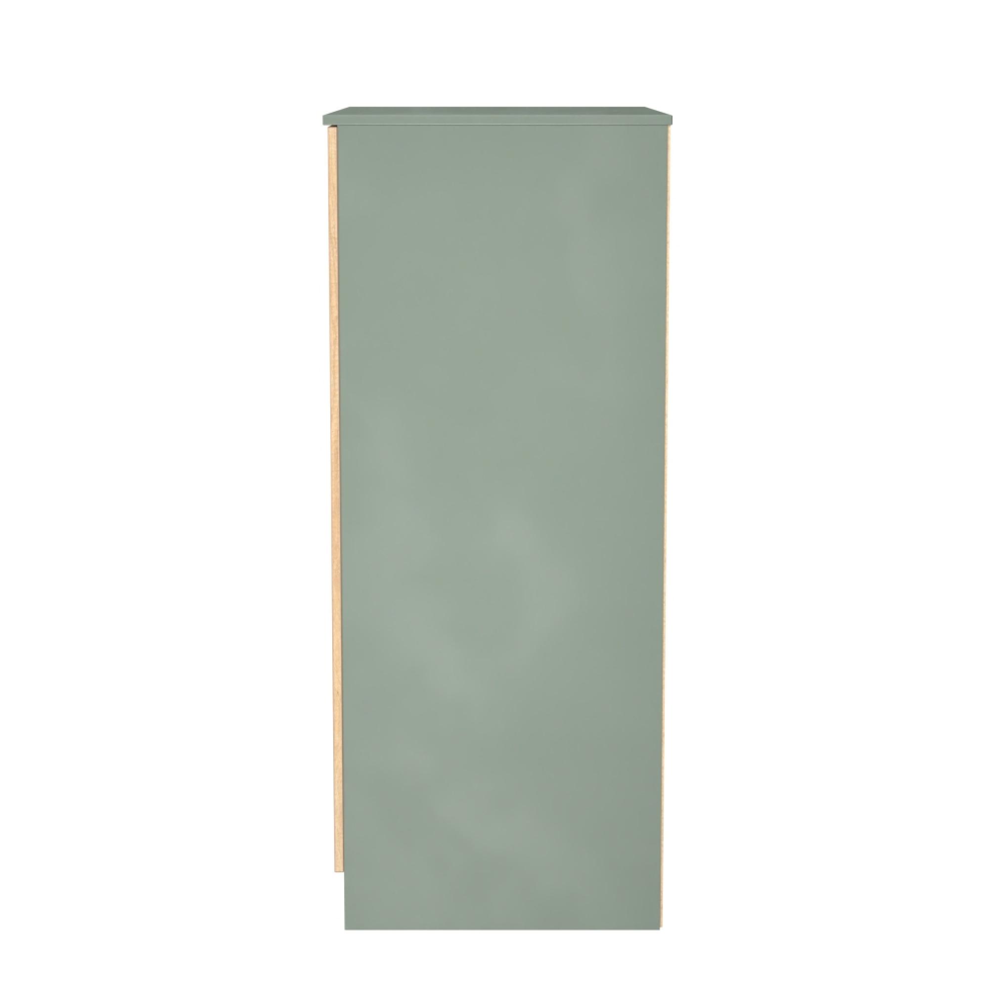Java Fluted Wardrobe - 2 Door - Plain Midi - Natural and Reed Green