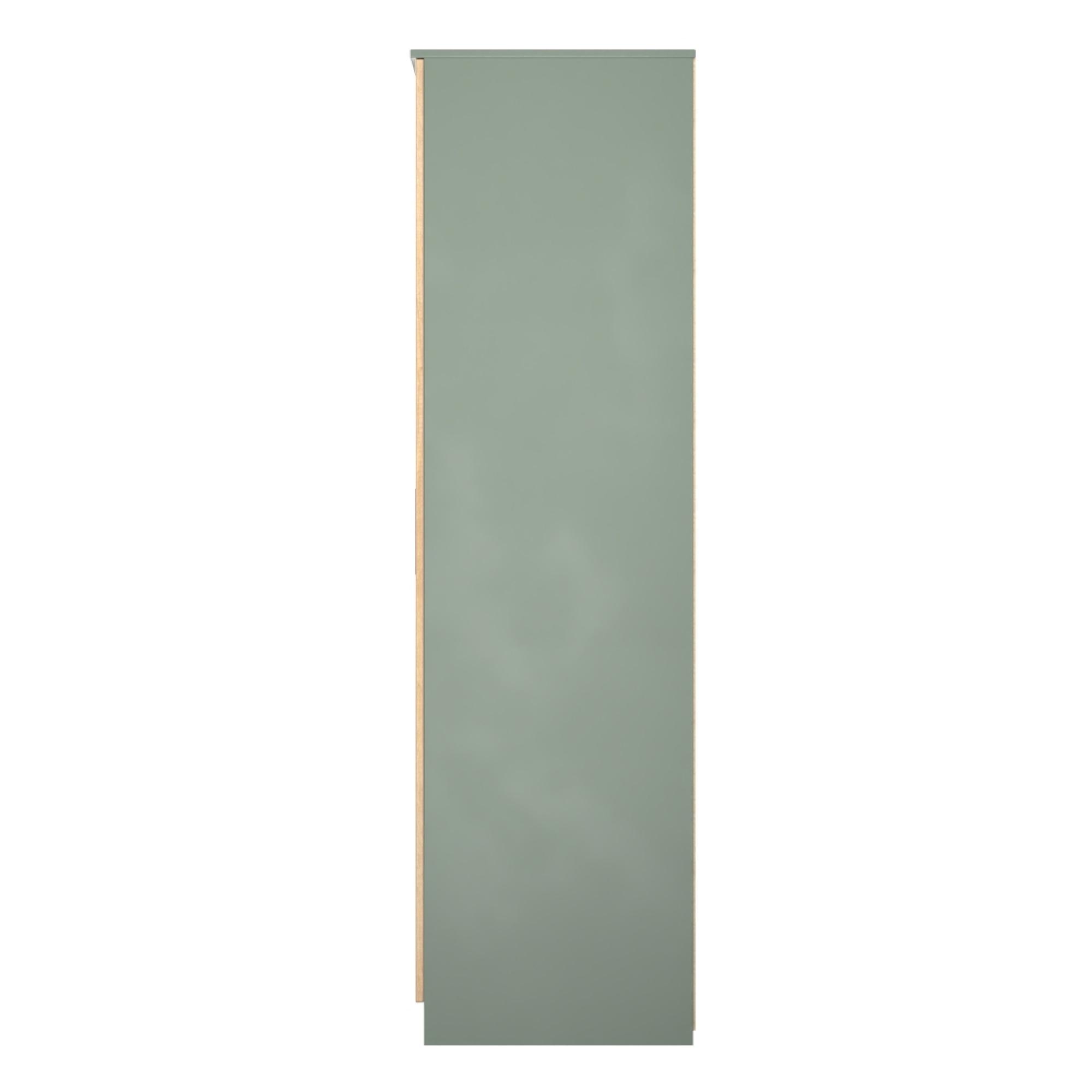 Java Fluted Wardrobe - 2 Door - Plain Robe - Natural and Reed Green