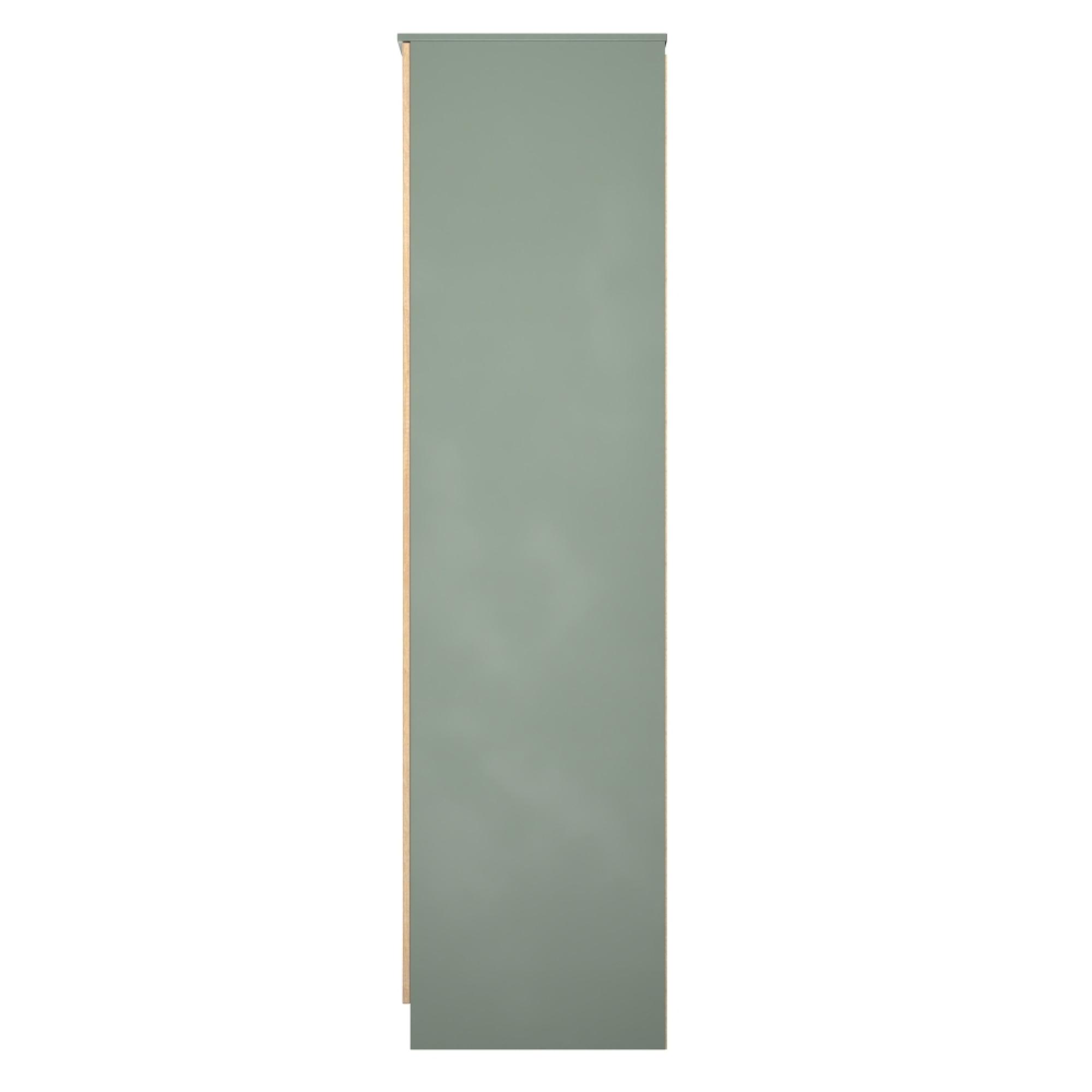 Java Fluted Wardrobe - 2 Door - Tall - 1 Mirror - Natural and Reed Green