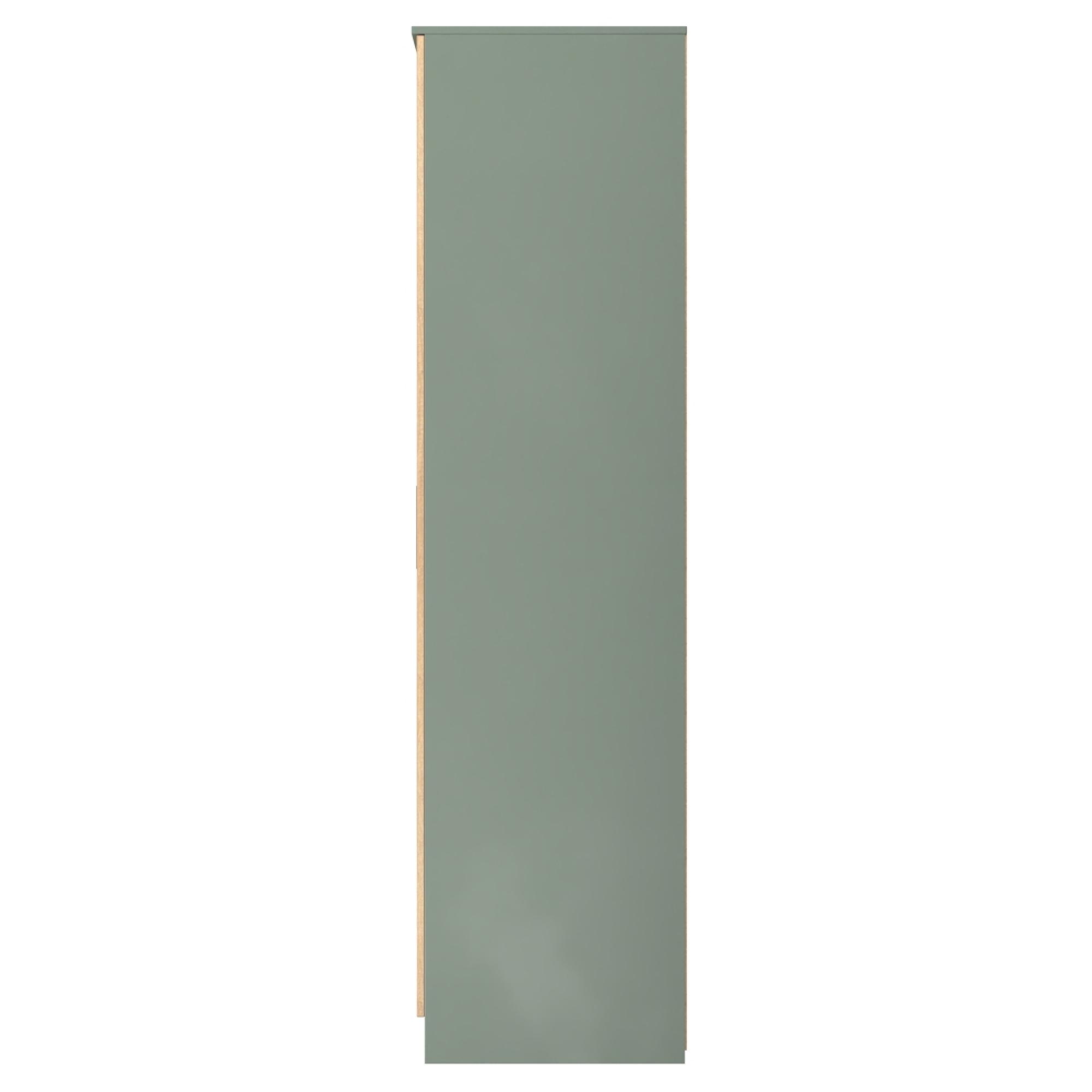 Java Fluted Wardrobe - 3 Door - 2 Drawer - Tall Triple - Natural and Reed Green