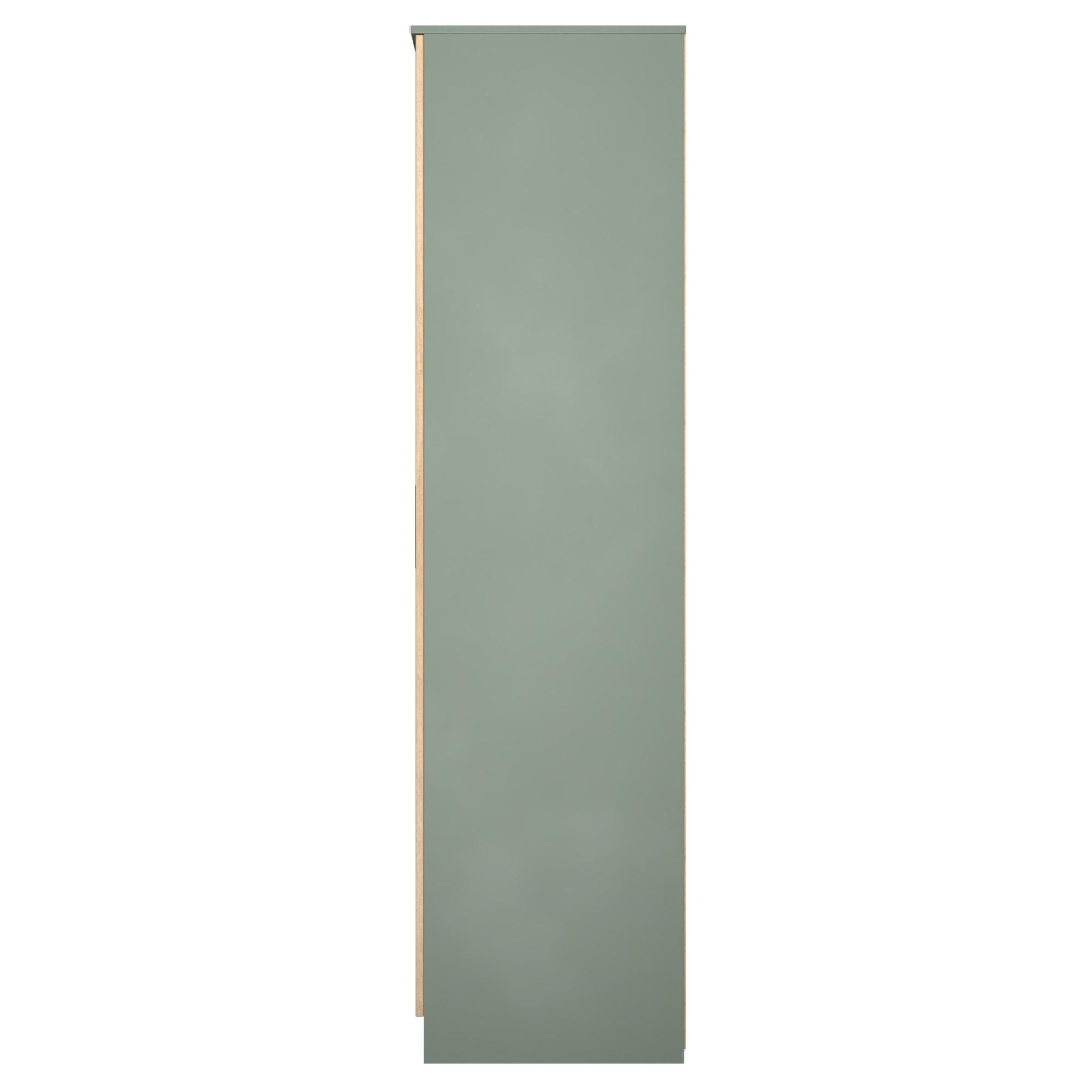 Java Fluted Wardrobe - 3 Door - Plain Triple - Natural and Reed Green