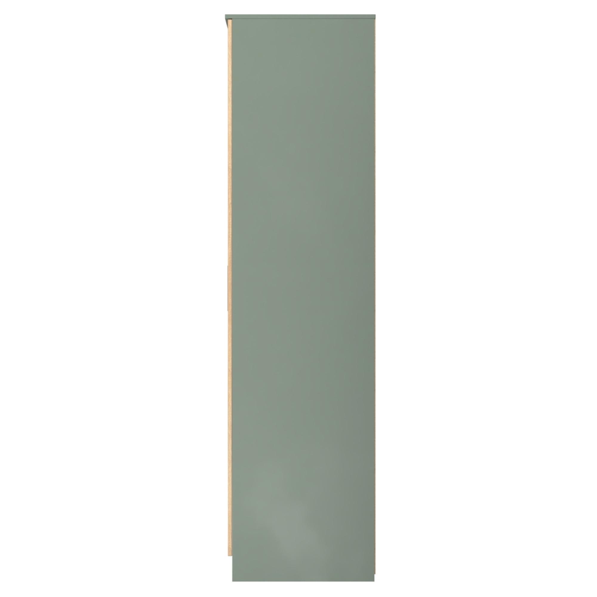 Java Fluted Wardrobe - 3 Door - Tall Triple Combi - 1 Mirror - Natural and Reed Green