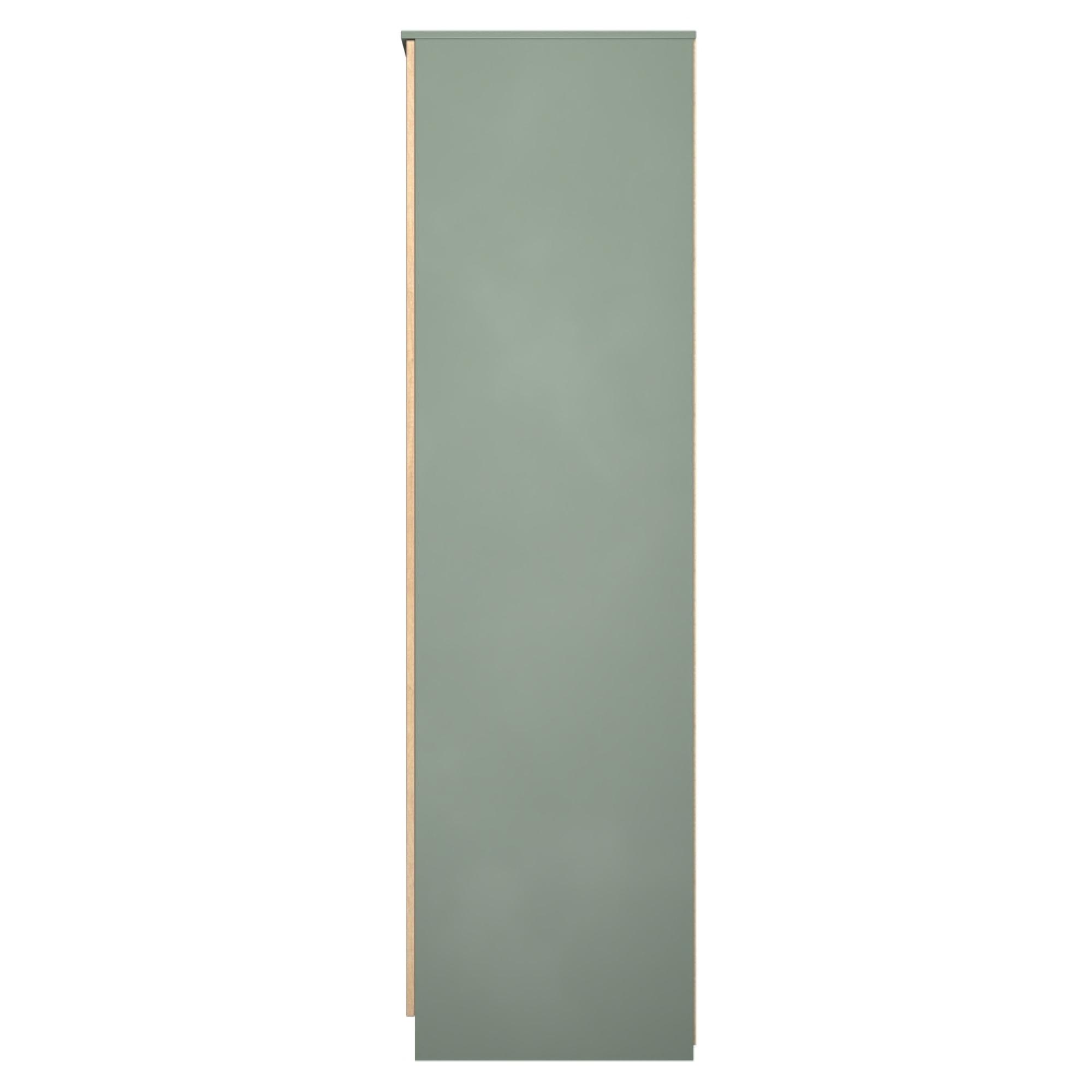 Java Fluted Wardrobe - 3 Door - Triple - 1 Mirror - Natural and Reed Green