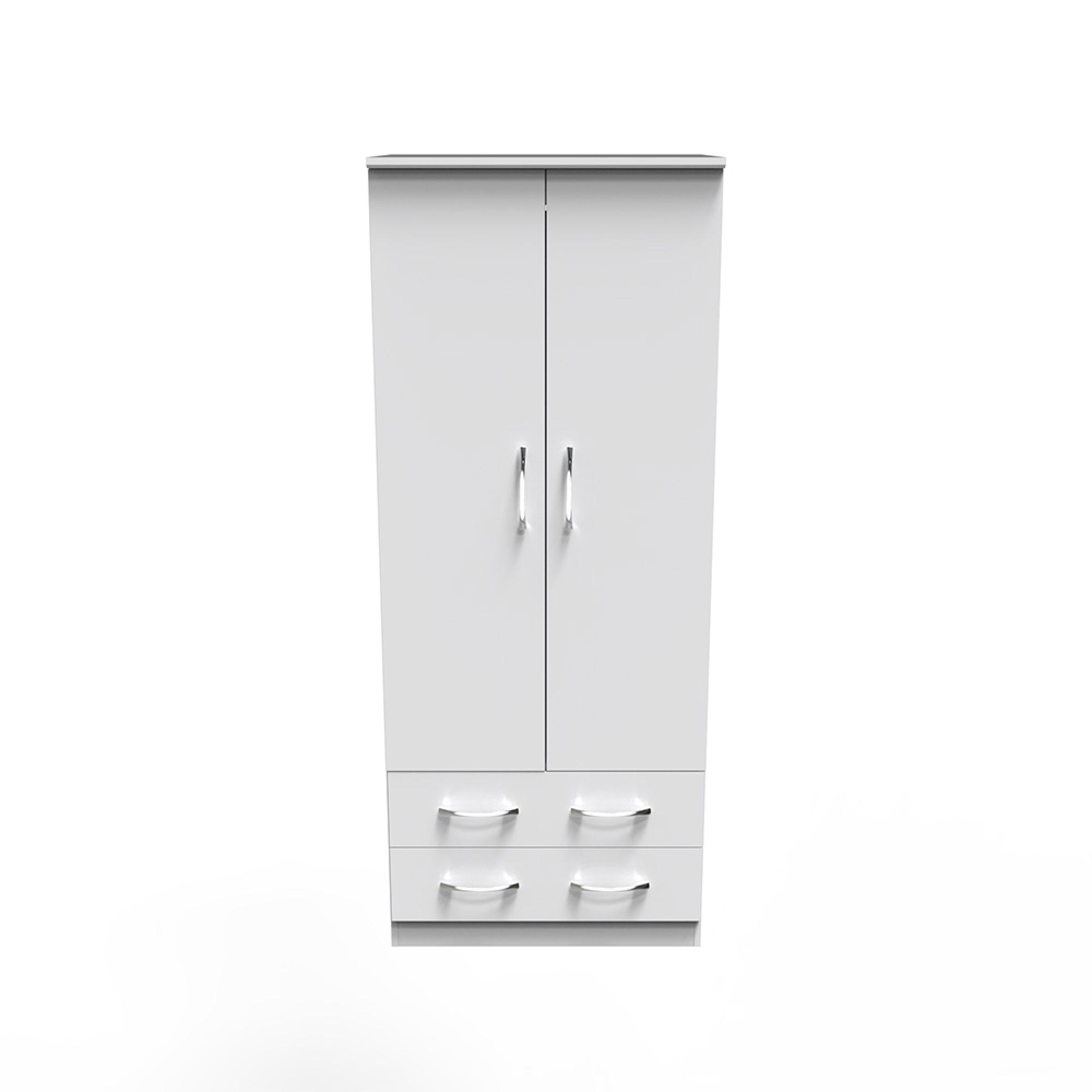 Avon Wardrobe - 2 Door - 2 Drawers - Double - White