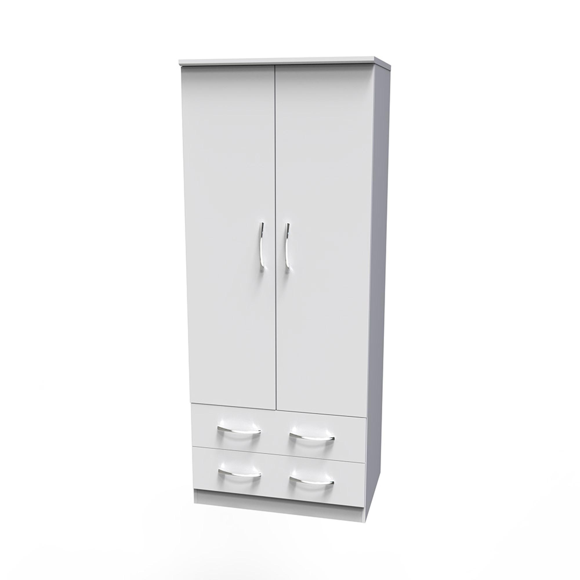 Avon Wardrobe - 2 Door - 2 Drawers - Double - White