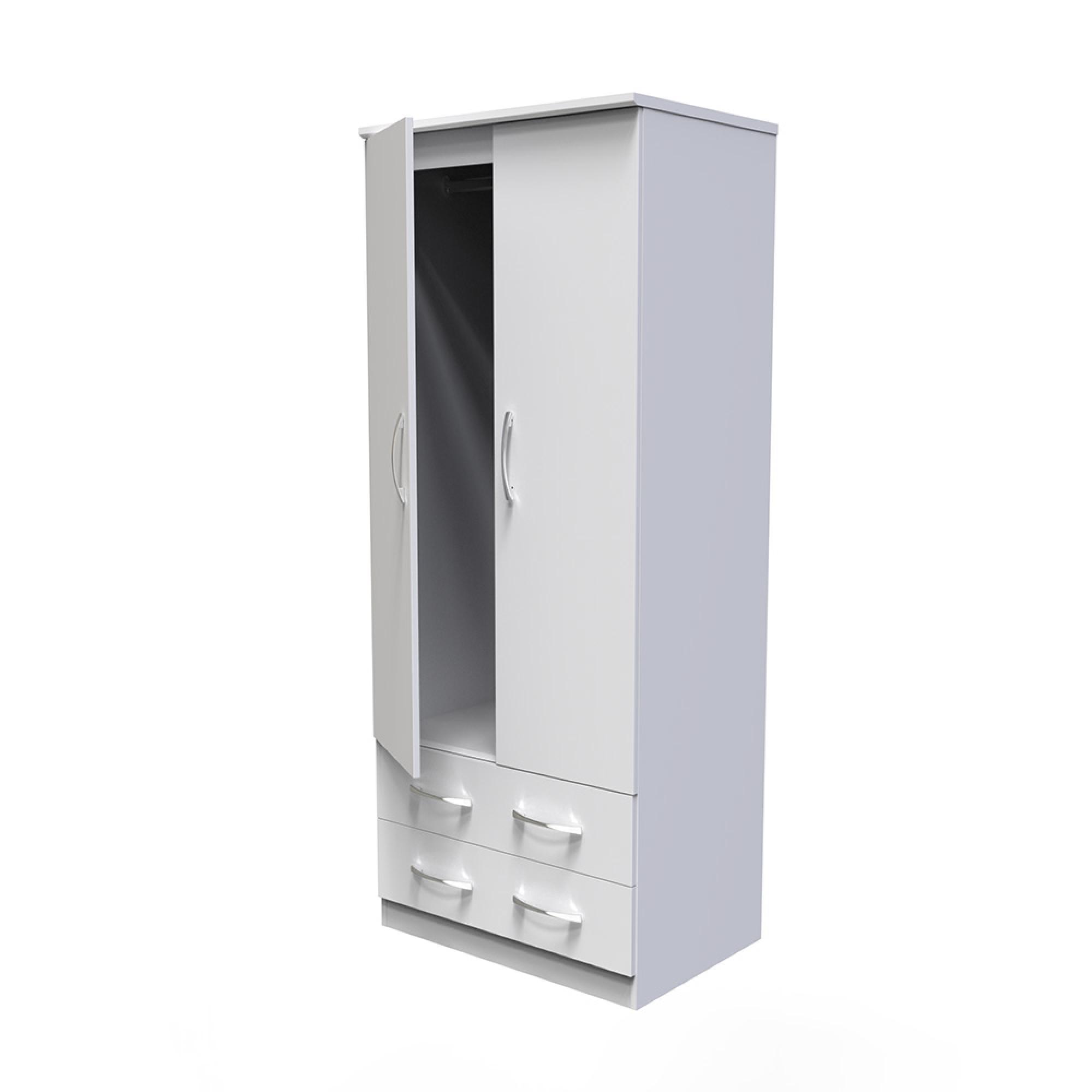 Avon Wardrobe - 2 Door - 2 Drawers - Double - White