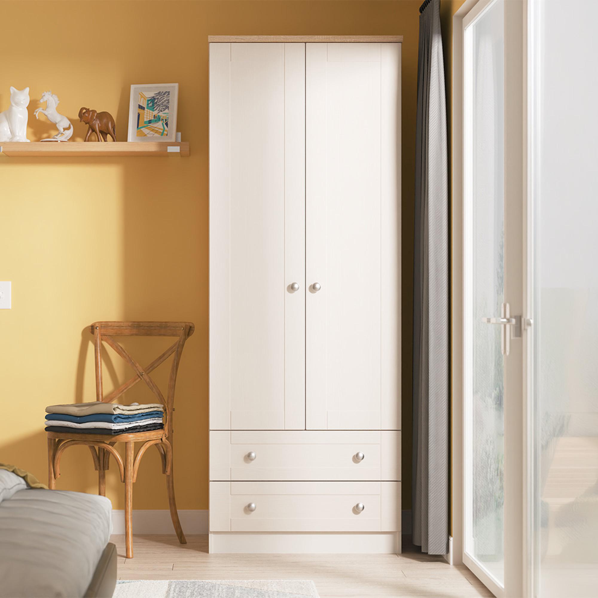 Sussex Wardrobe - 2 Door - 2 Drawer - Double - Cashmere and Oak
