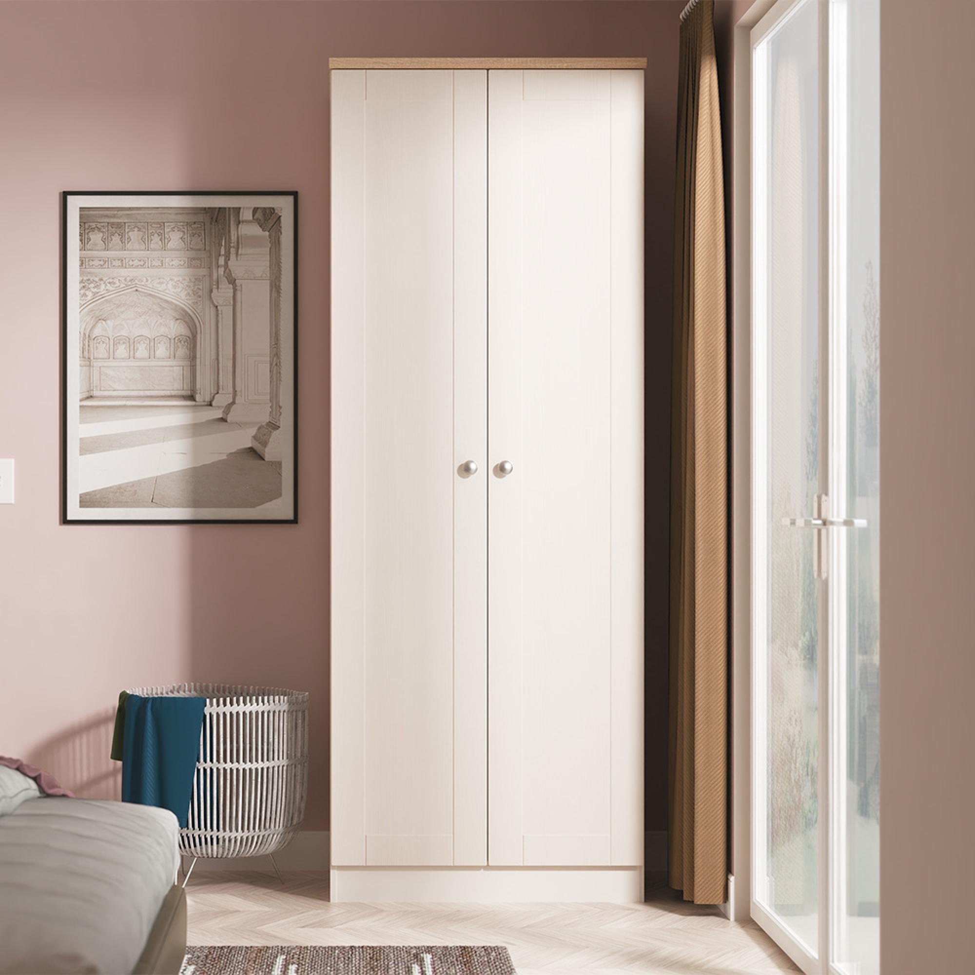 Sussex Wardrobe - 2 Door - Plain - Tall - Cashmere and Oak