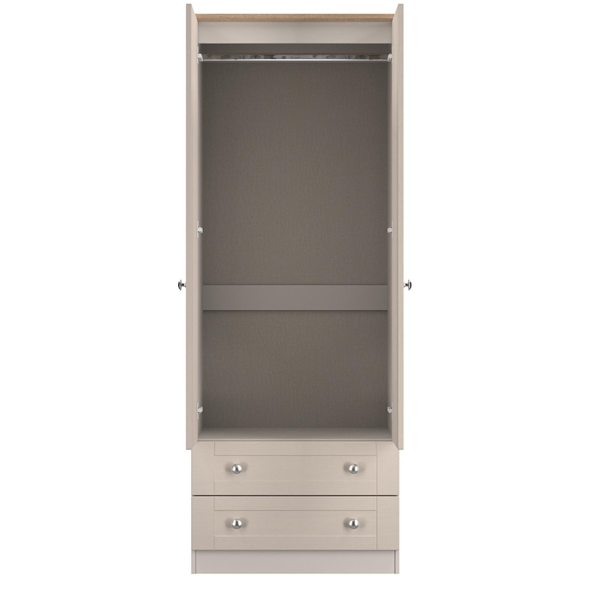 Sussex Wardrobe - 2 Door - 2 Drawer - Double - Cashmere and Oak