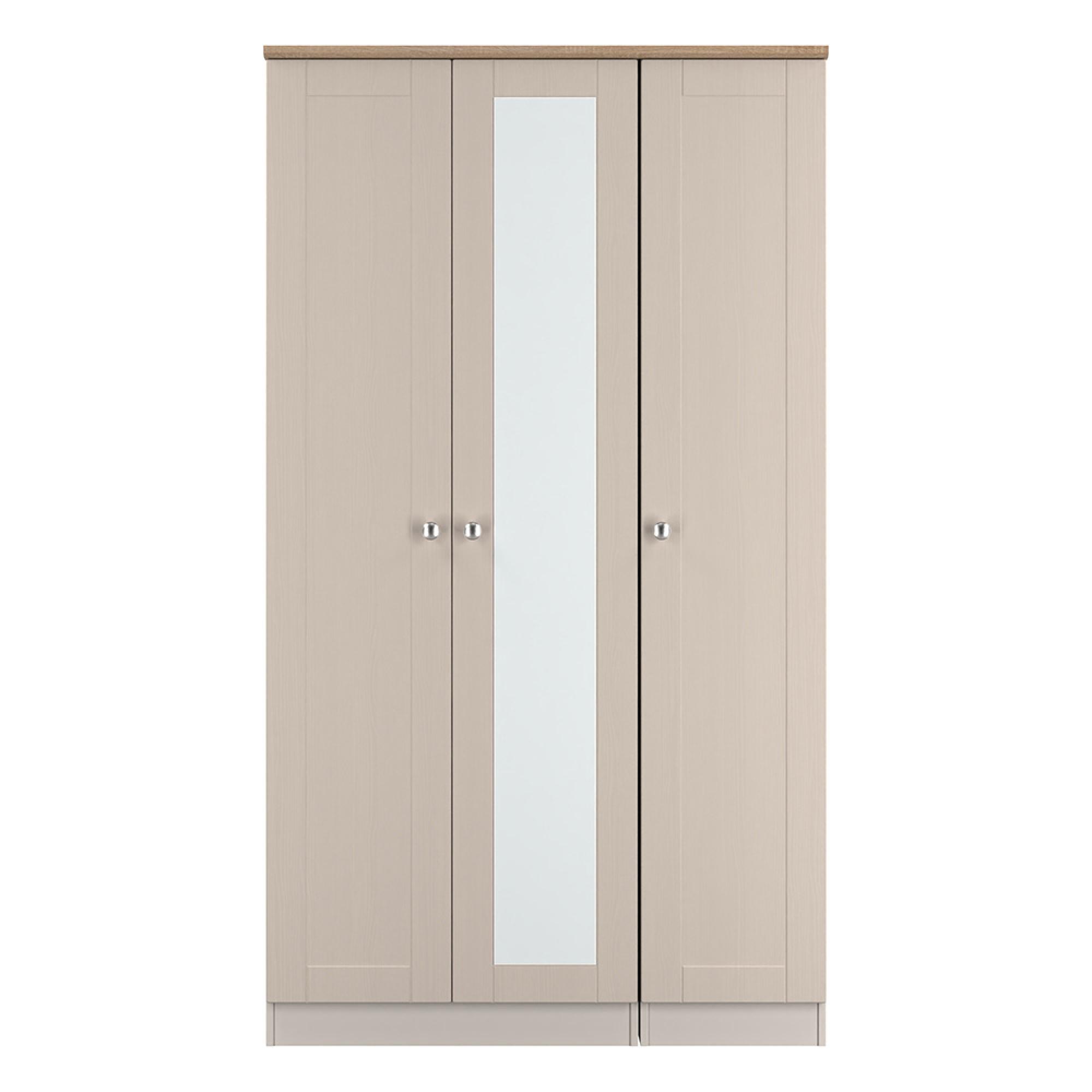 Sussex Wardrobe - 3 Door - 1 Mirror - Tall - Triple - Cashmere and Oak