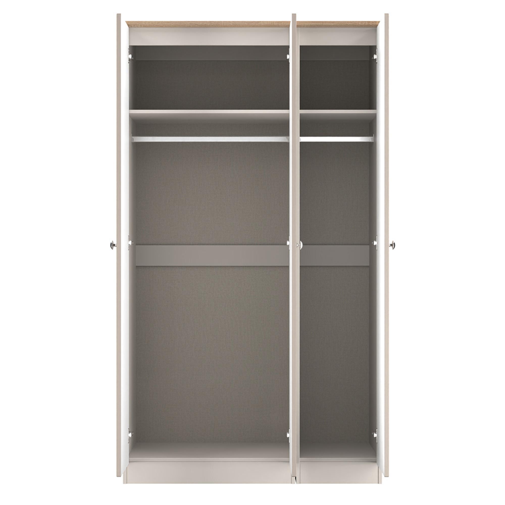 Sussex Wardrobe - 3 Door - 1 Mirror - Tall - Triple - Cashmere and Oak