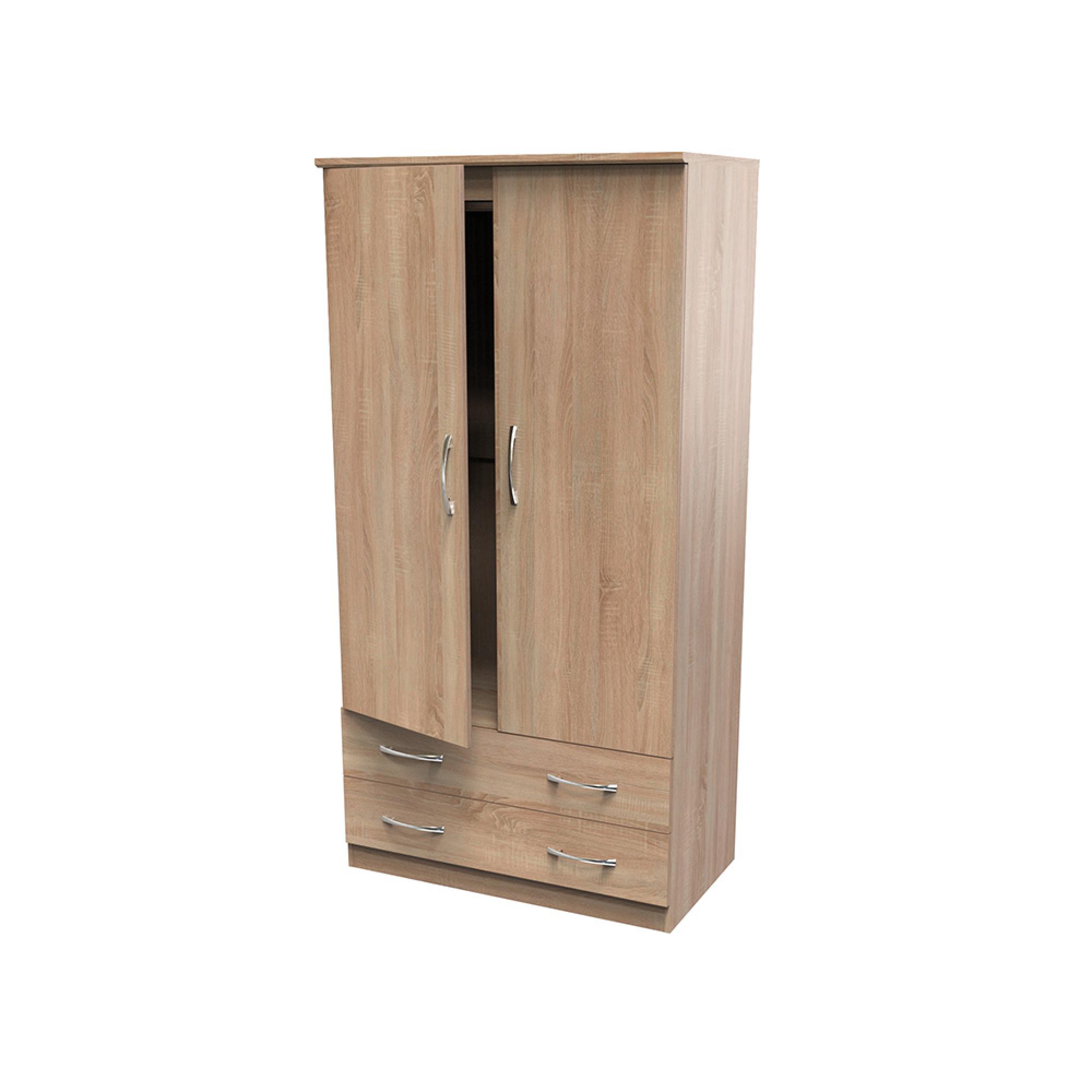Avon Wardrobe - 2 Door - 2 Drawers - Double - H 1825cm - Oak
