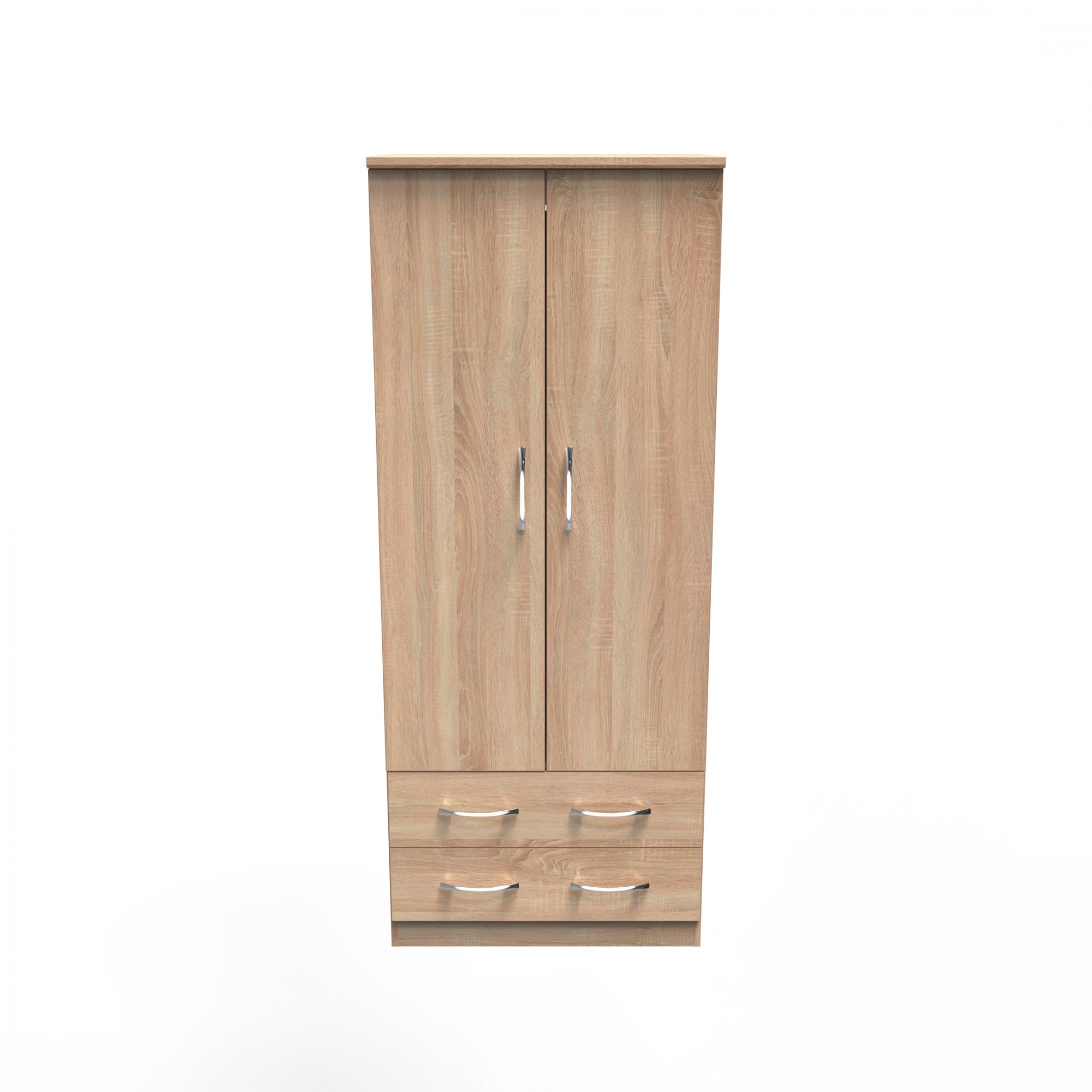 Avon Wardrobe - 2 Door - 2 Drawers - Double - Oak