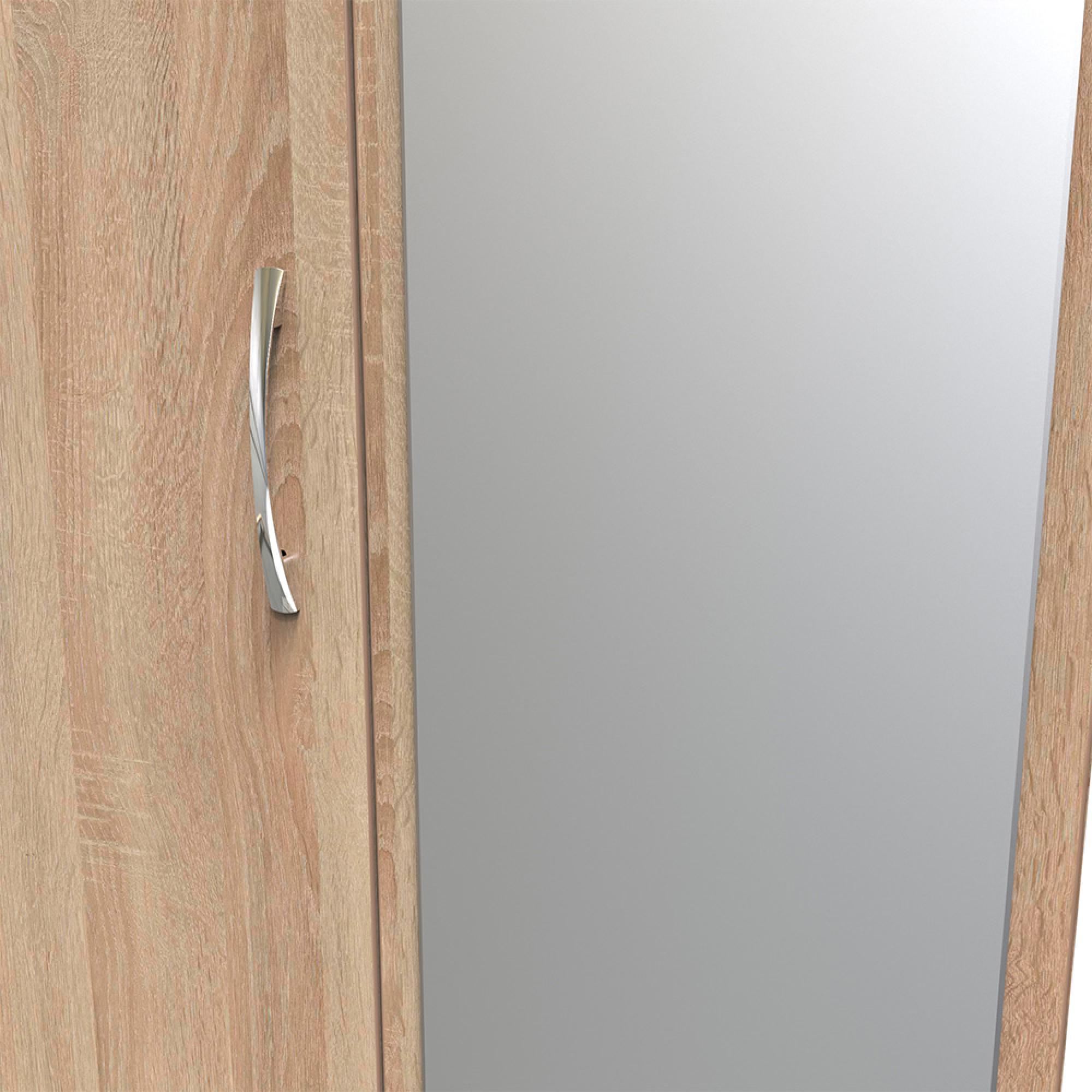 Avon Wardrobe - 3 Door - Combi with 1 Mirror - LHF 2 Drawers - Oak