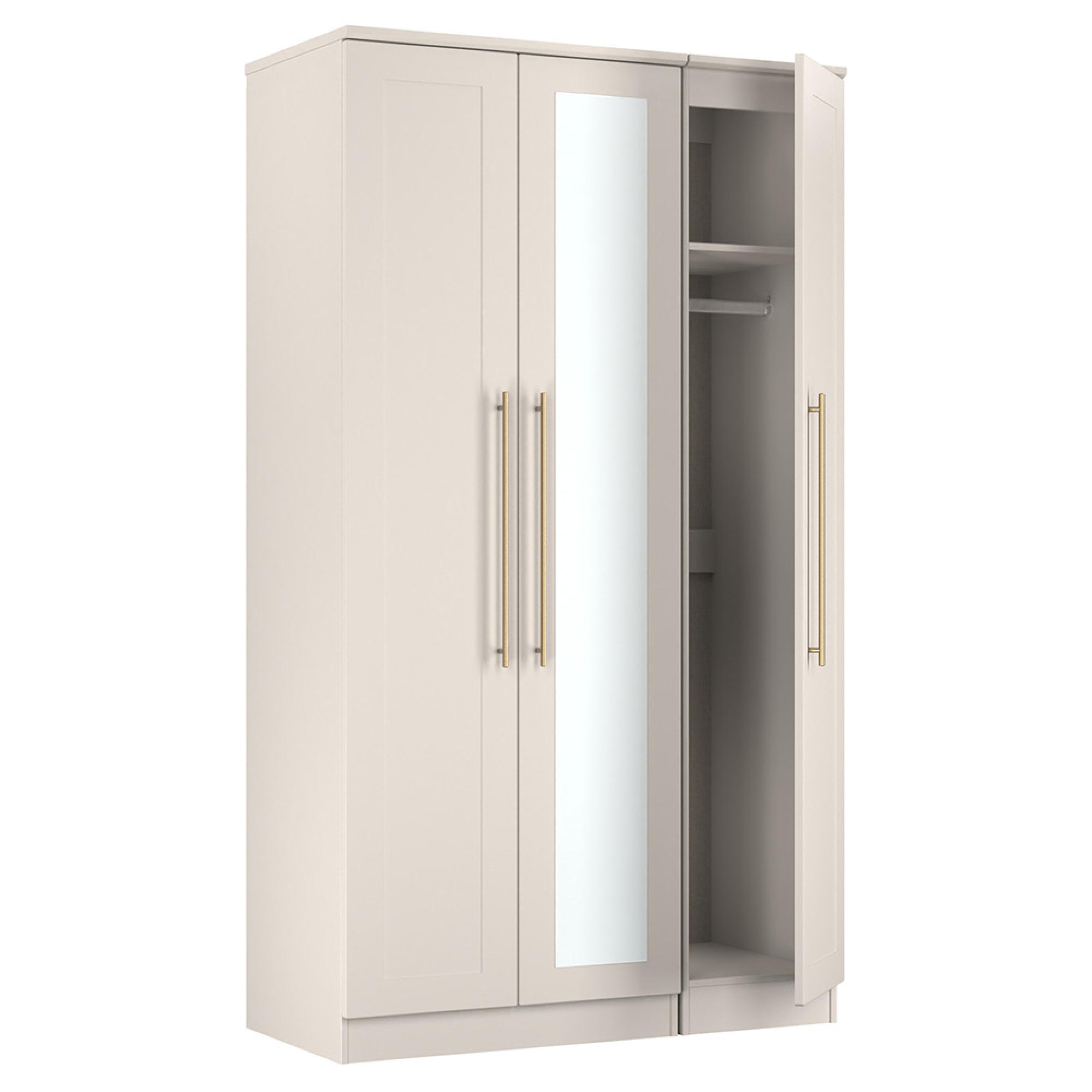 Haworth Wardrobe - 3 Door - Tall Triple - 1 Mirror - Cashmere