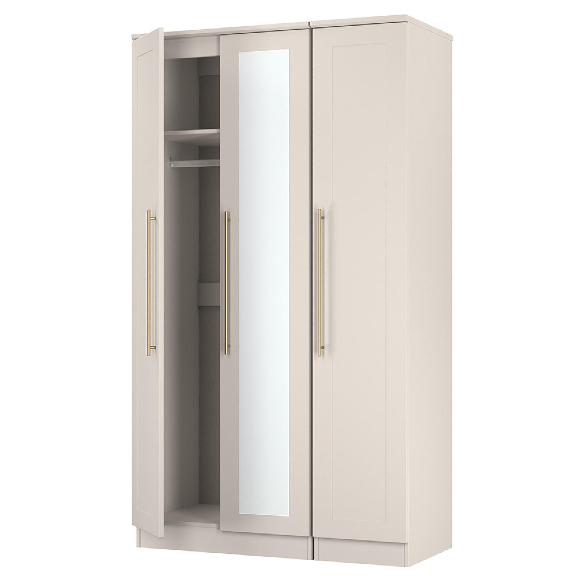 Haworth Wardrobe - 3 Door - Tall Triple - 1 Mirror - Cashmere