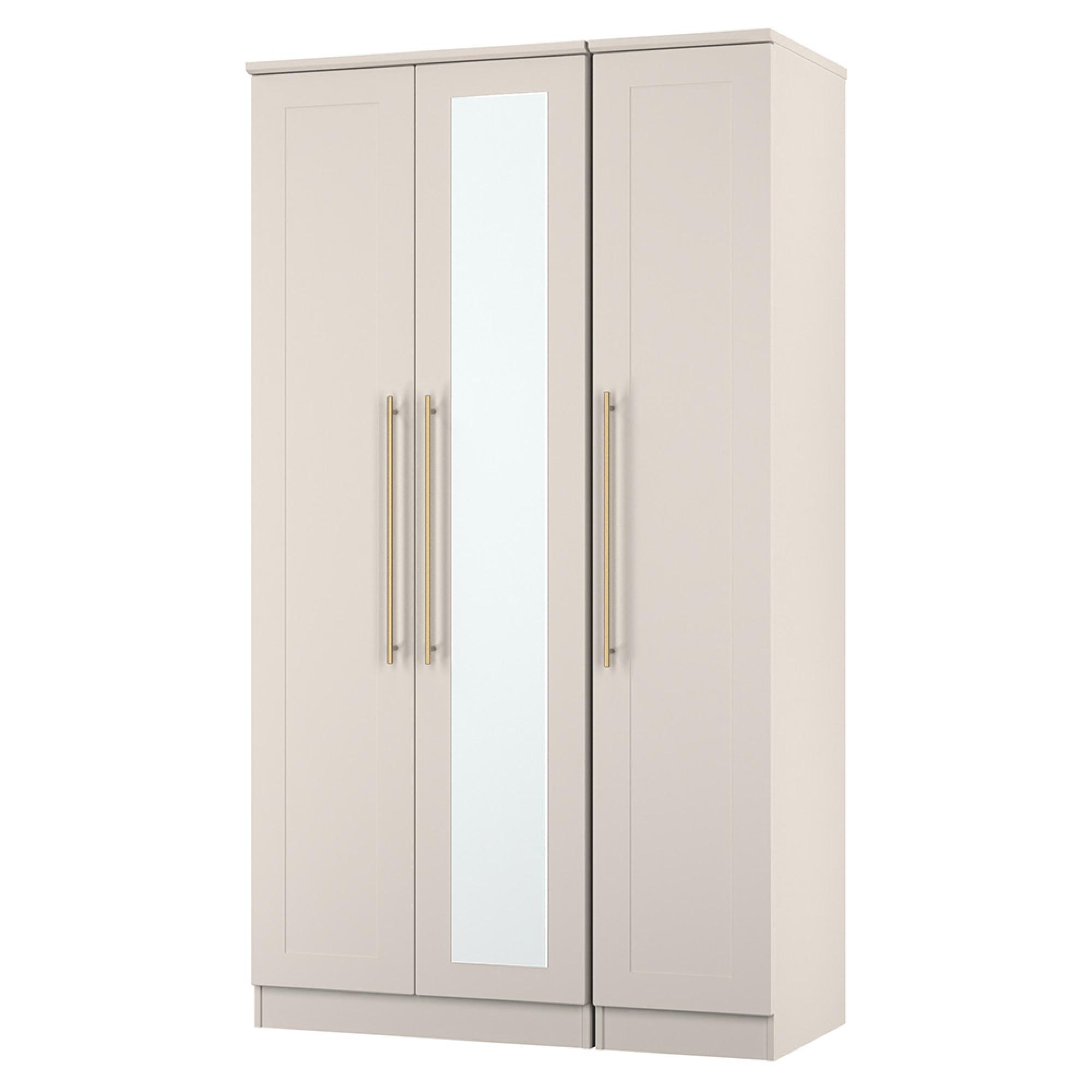 Haworth Wardrobe - 3 Door - Tall Triple - 1 Mirror - Cashmere