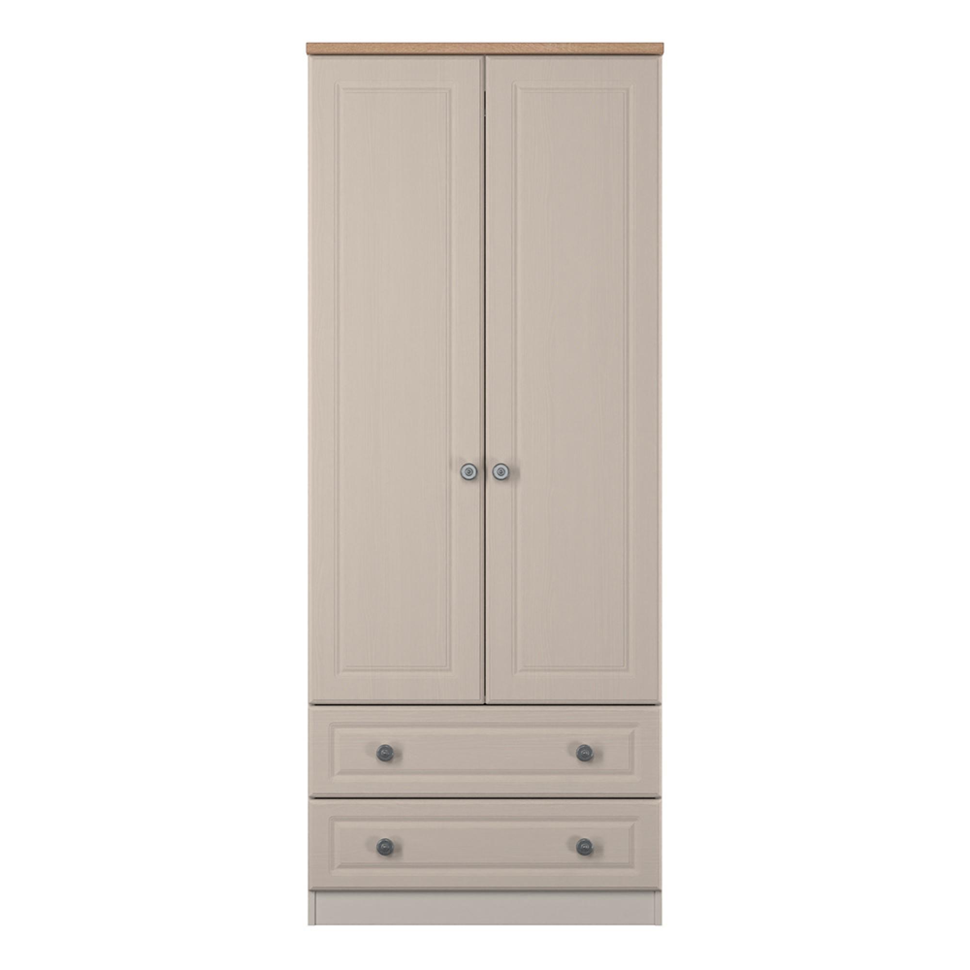 Norfolk Wardrobe - 2 Door - 2 Drawer - Double - Cashmere and Oak