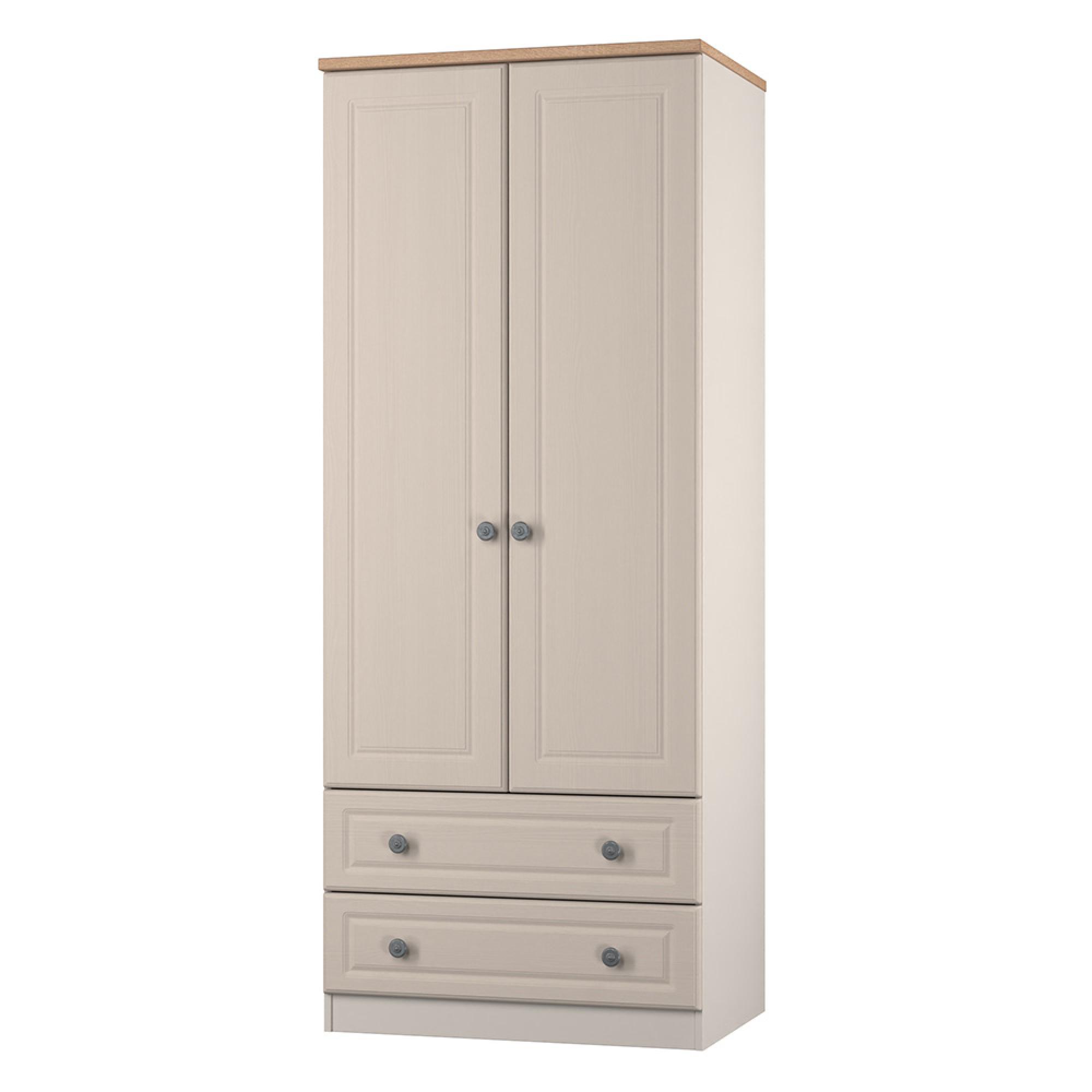Norfolk Wardrobe - 2 Door - 2 Drawer - Double - Cashmere and Oak