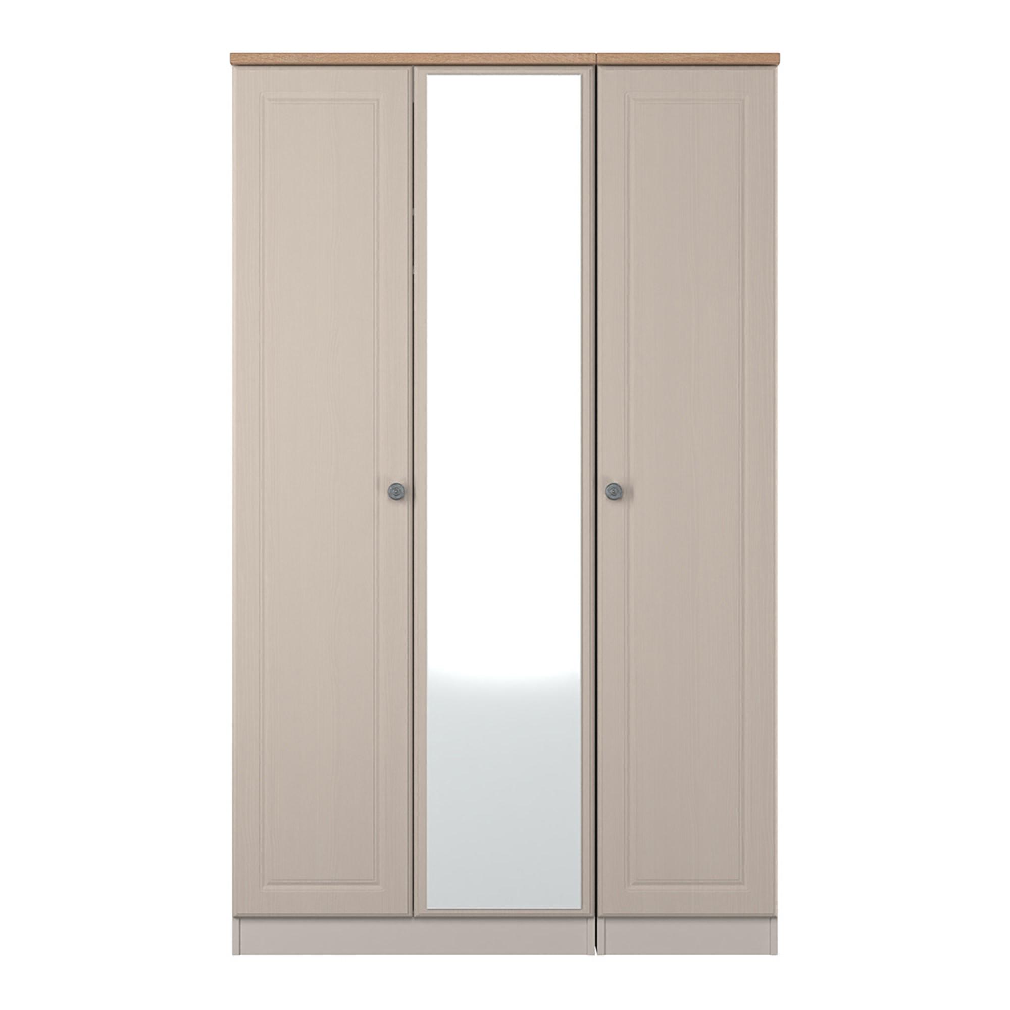 Norfolk Wardrobe - 3 Door - 1 Mirror - Triple - Cashmere and Oak
