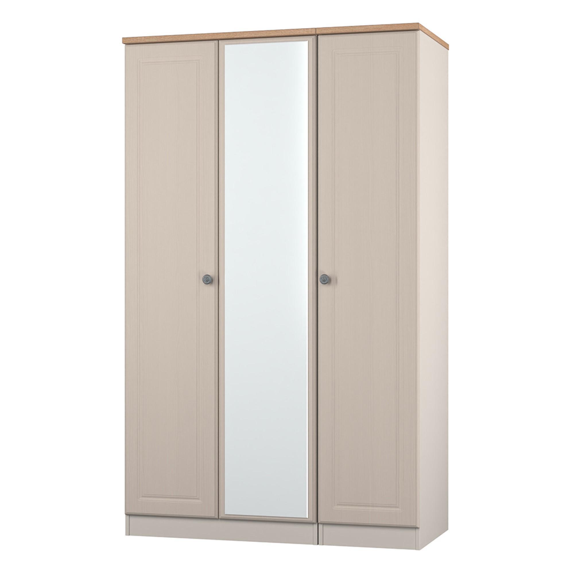 Norfolk Wardrobe - 3 Door - 1 Mirror - Triple - Cashmere and Oak