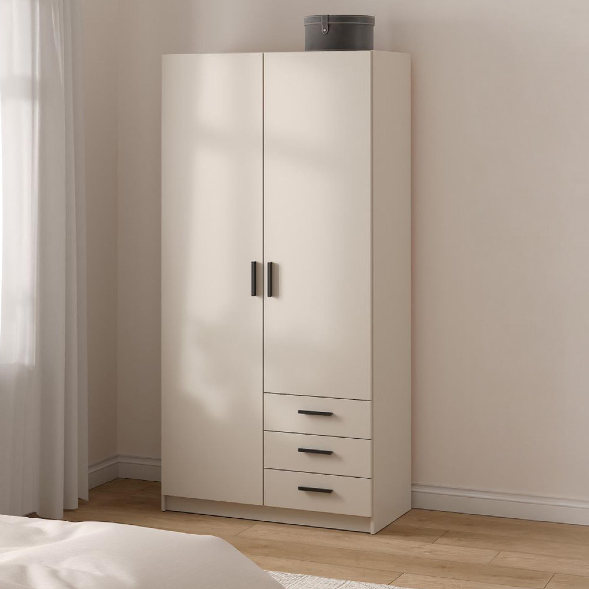 Sprint Wardrobe - 2 Door - 3 Drawer - Cashmere