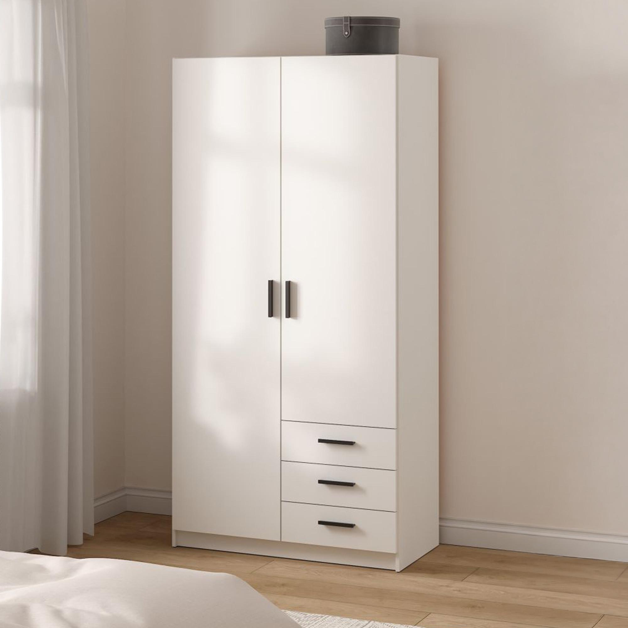 Sprint Wardrobe - 2 Door - 3 Drawer - White