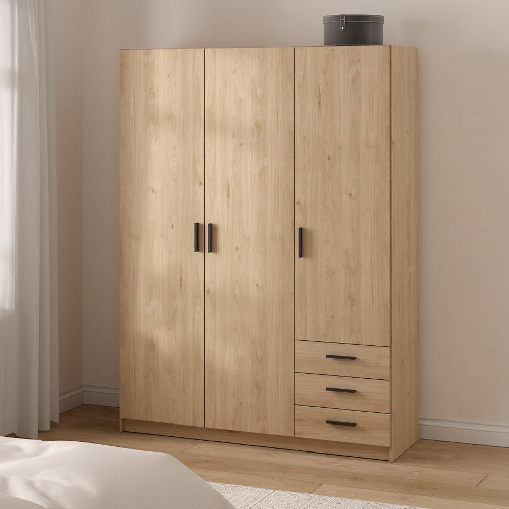 Sprint Wardrobe - 3 Door - 3 Drawer - Jackson Hickory