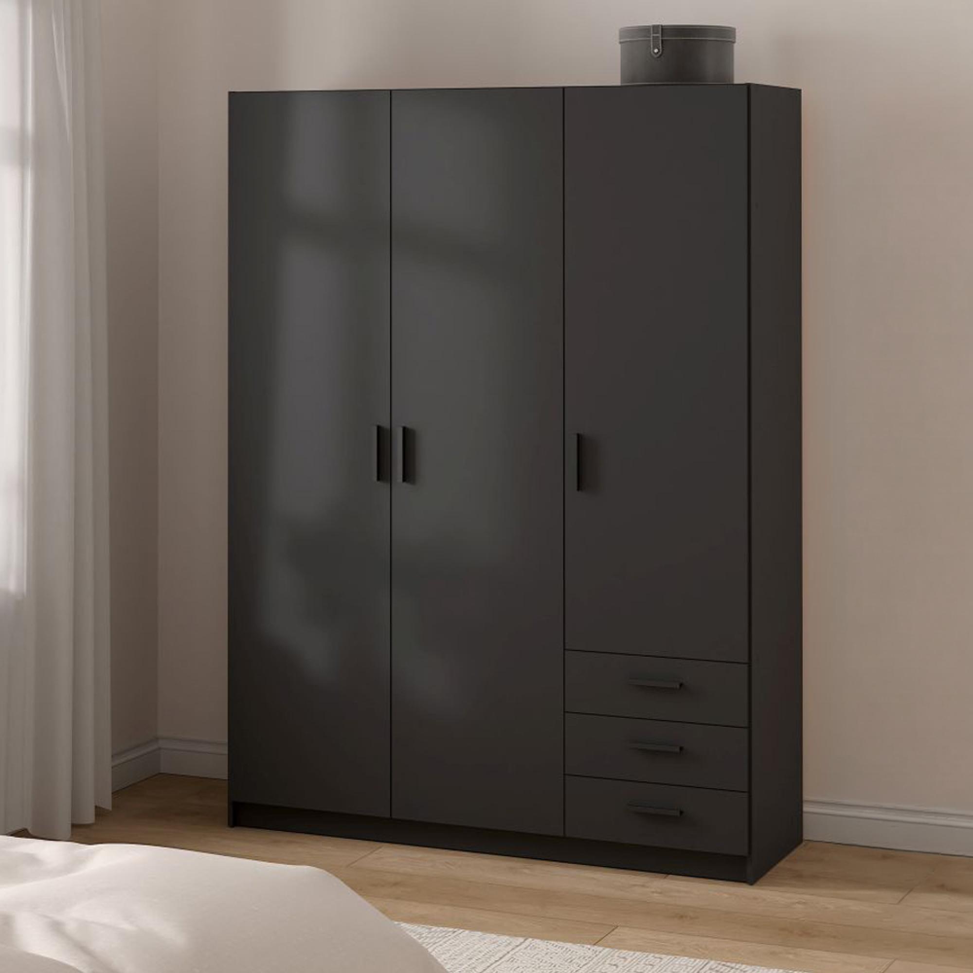 Sprint Wardrobe - 3 Door - 3 Drawer - Matt Grey