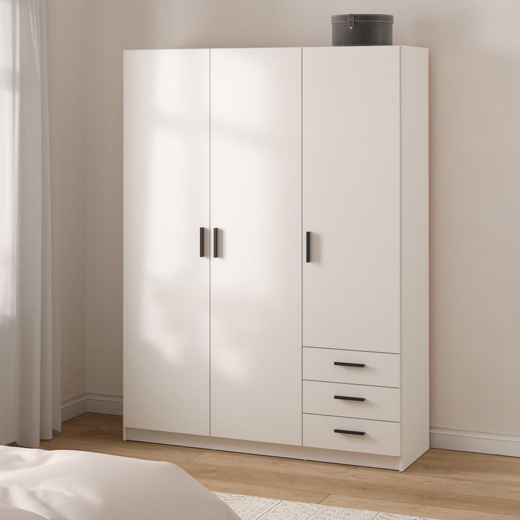 Sprint Wardrobe - 3 Door - 3 Drawer - White