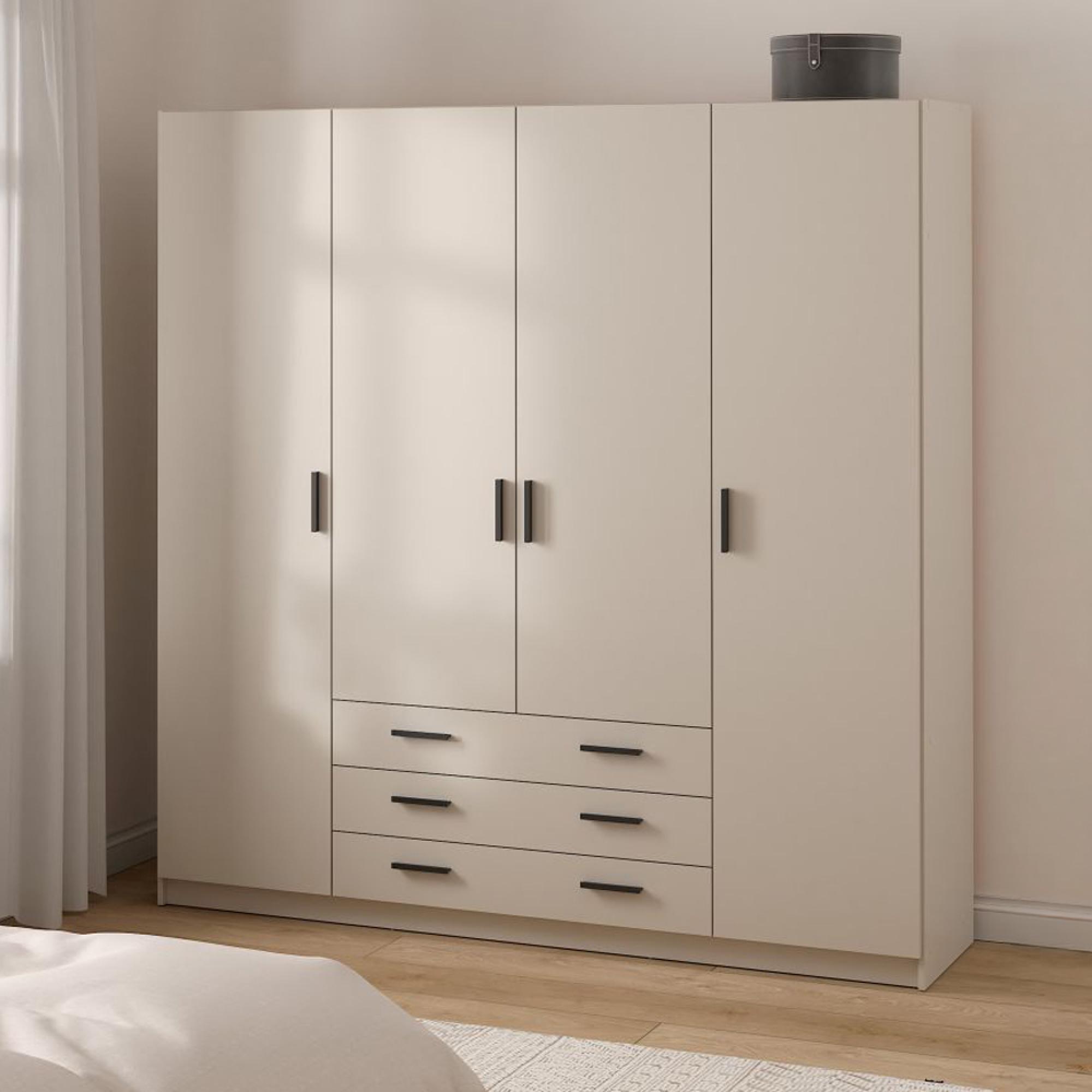 Sprint Wardrobe - 4 Door - 3 Drawer - Cashmere