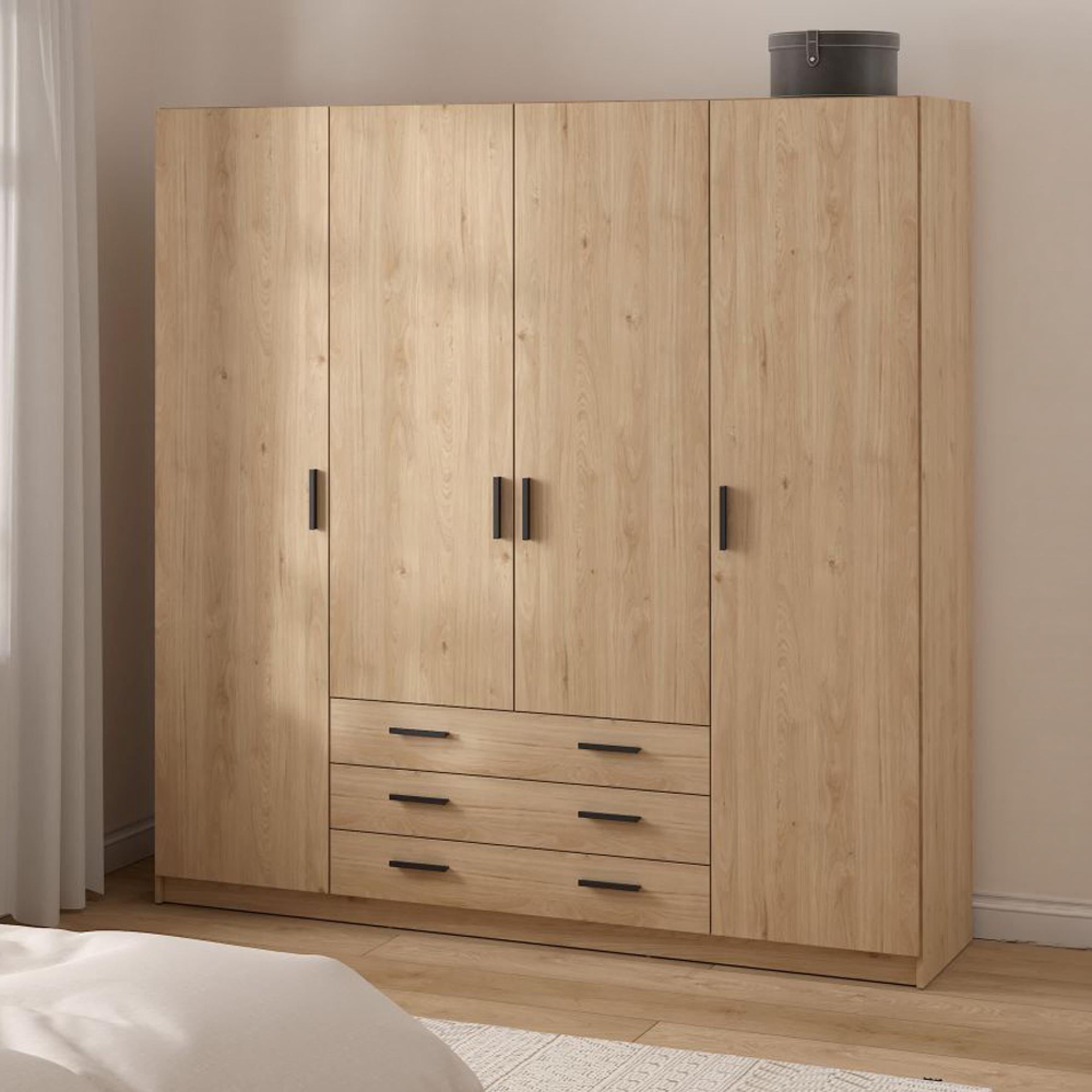 Sprint Wardrobe - 4 Door - 3 Drawer - Jackson Hickory