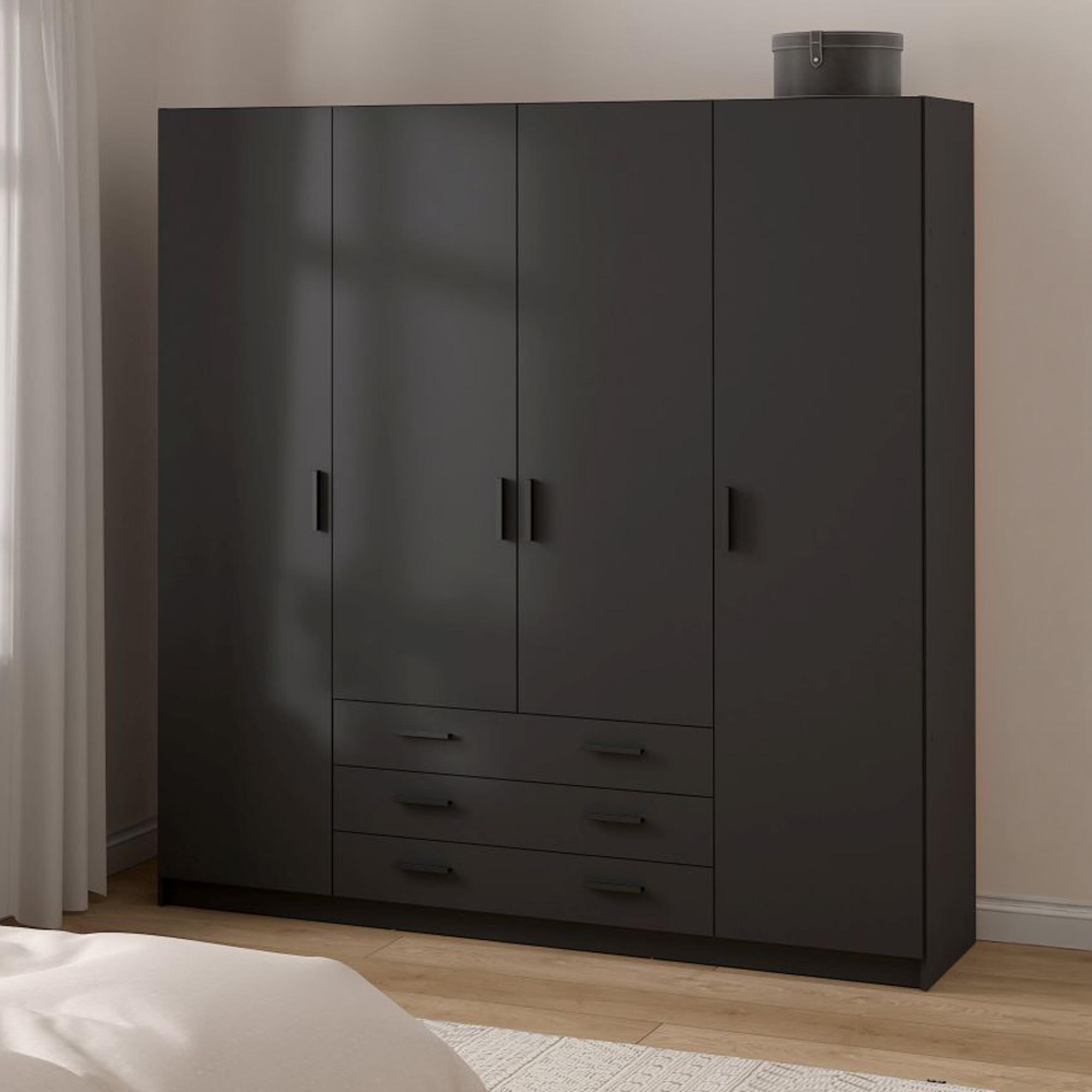 Sprint Wardrobe - 4 Door - 3 Drawer - Matt Grey