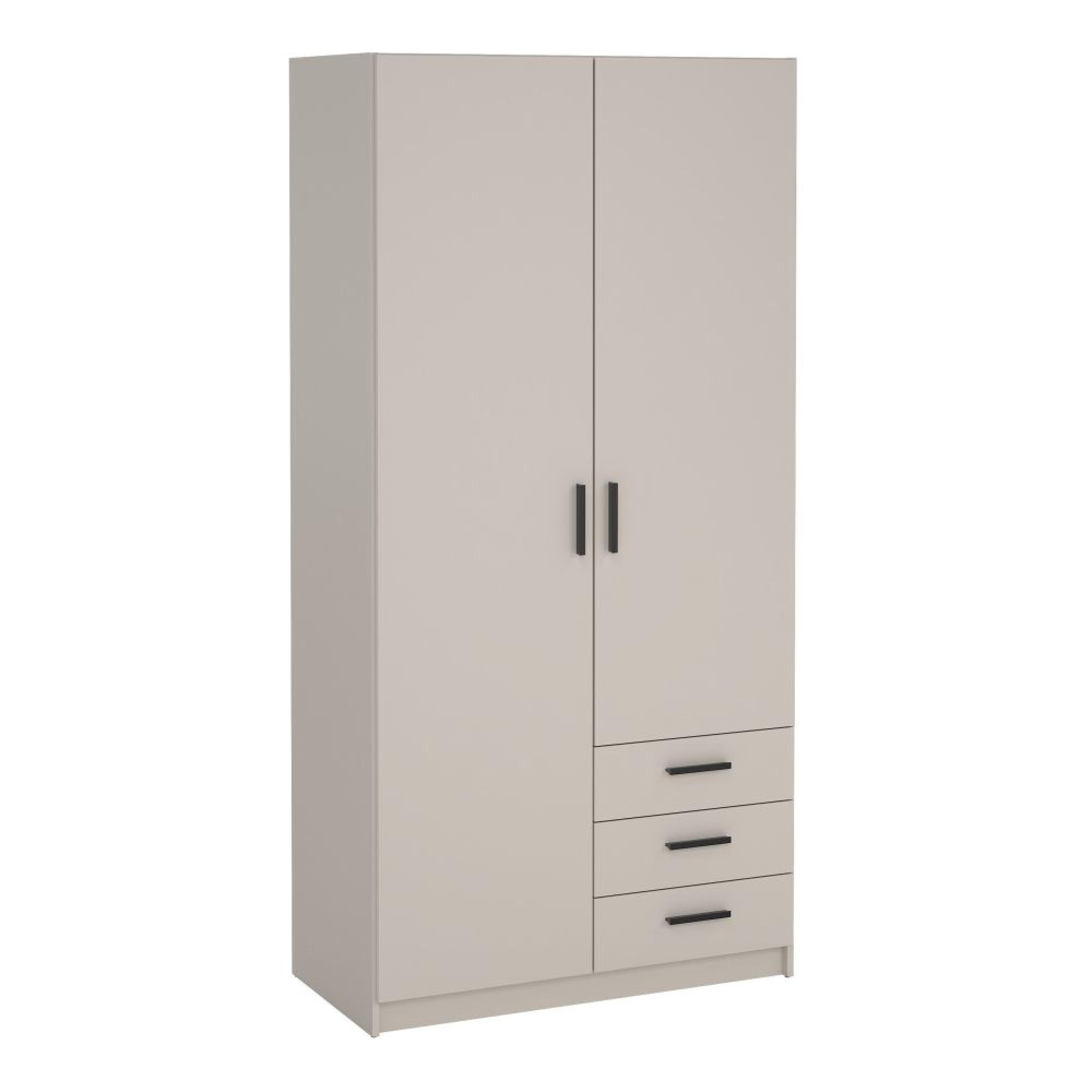 Sprint Wardrobe - 2 Door - 3 Drawer - Cashmere