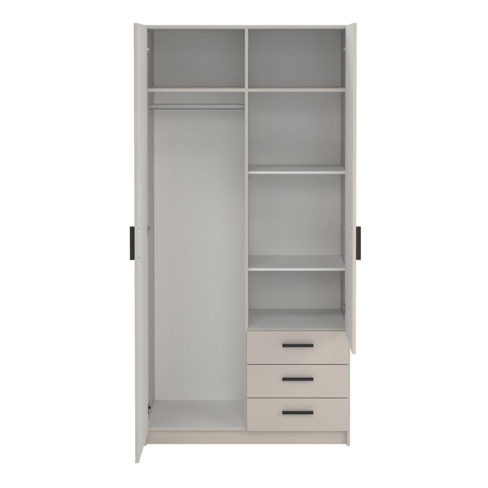 Sprint Wardrobe - 2 Door - 3 Drawer - Cashmere